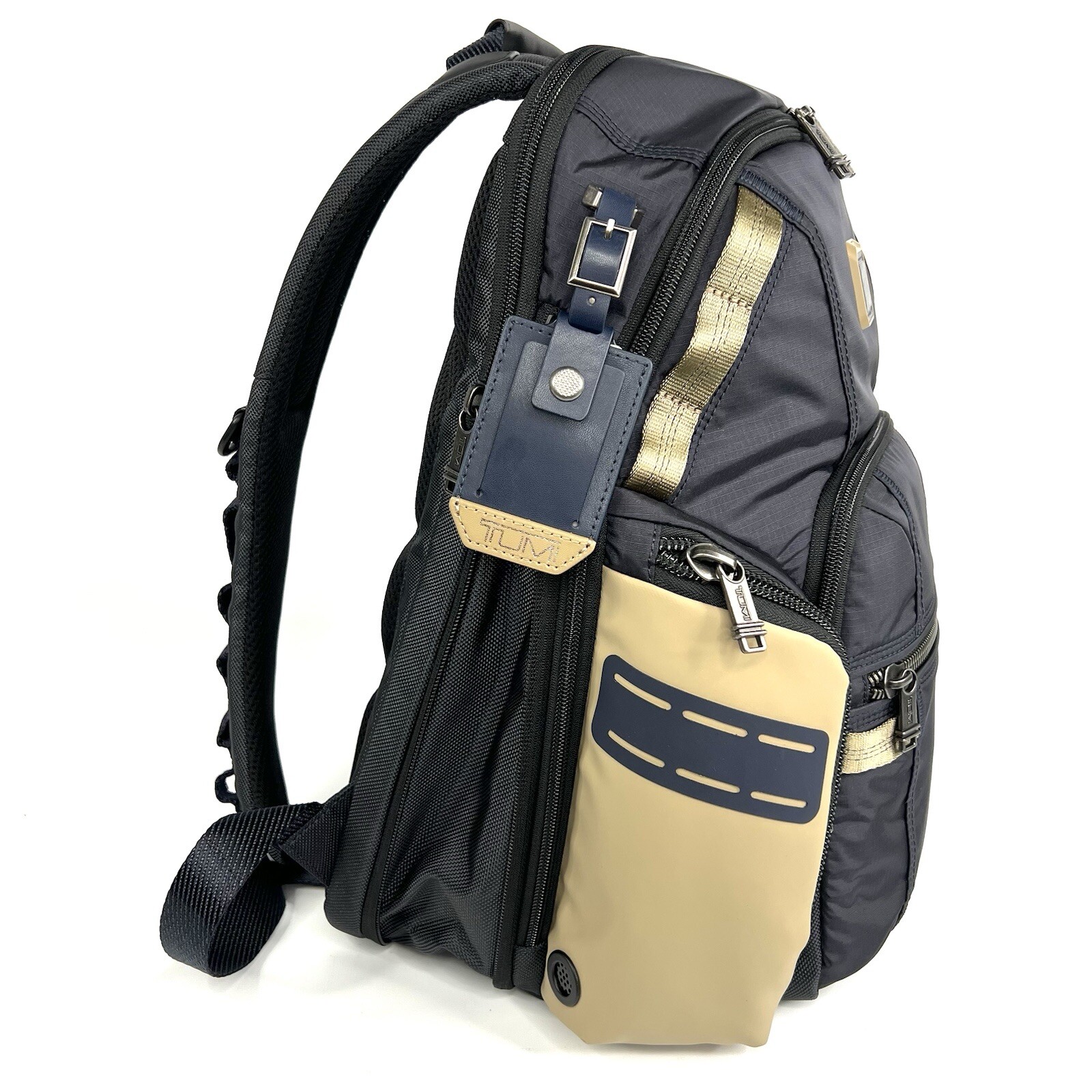TUMI Navigation Backpack Laptop Business Bag Midnight Navy and Khaki EXPANDABLE