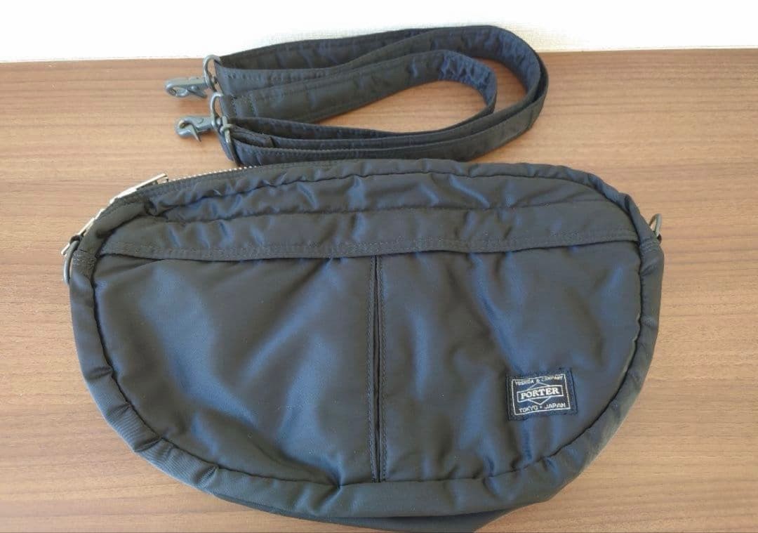 Authentic Yoshida Kaban PORTER Tanker Shoulder Bag 34cm Black Nylon Used Damage-