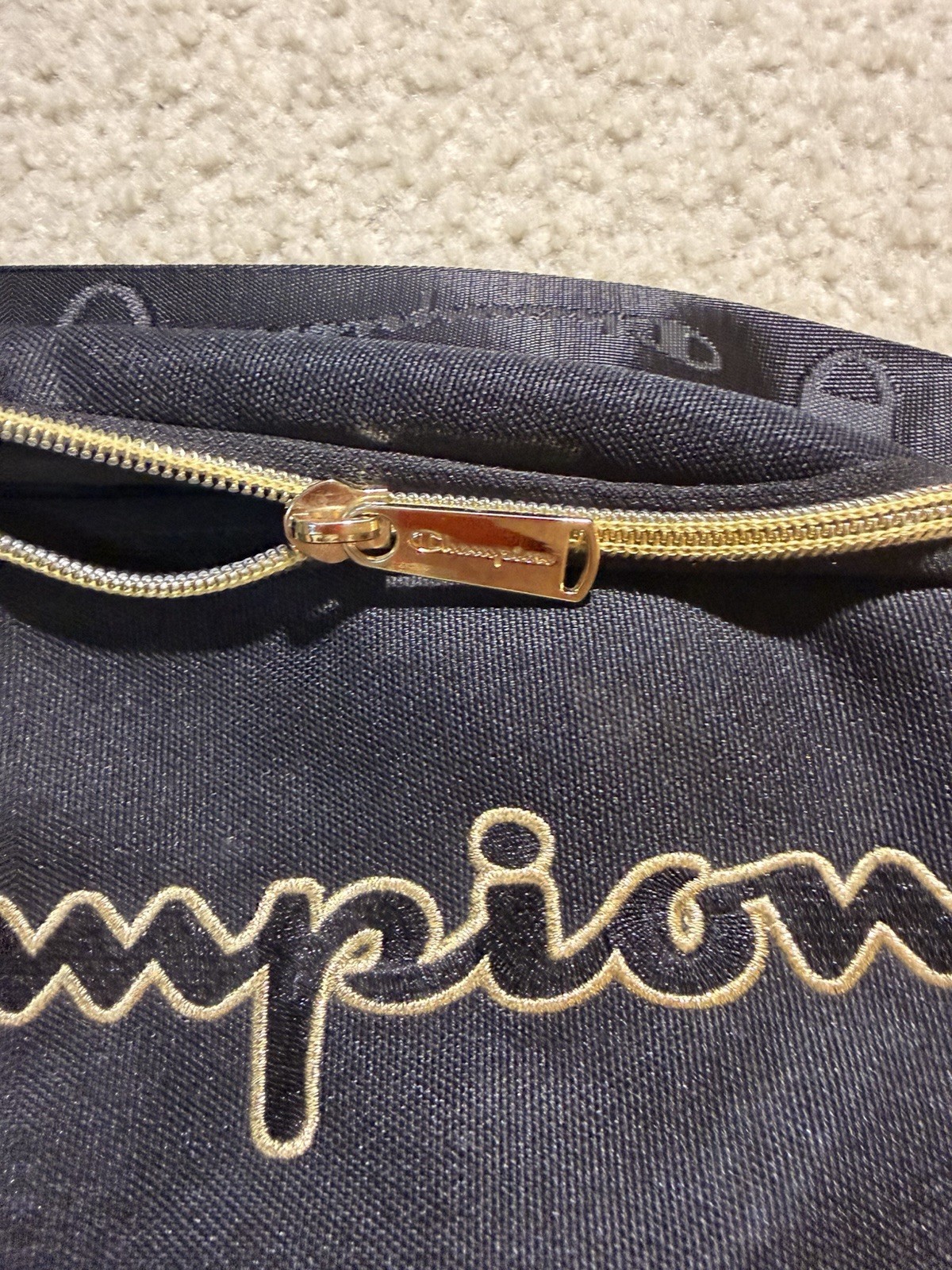 Champion Black Waist Bag Fanny Pack Crossbody Embroidered Logo Adjustable