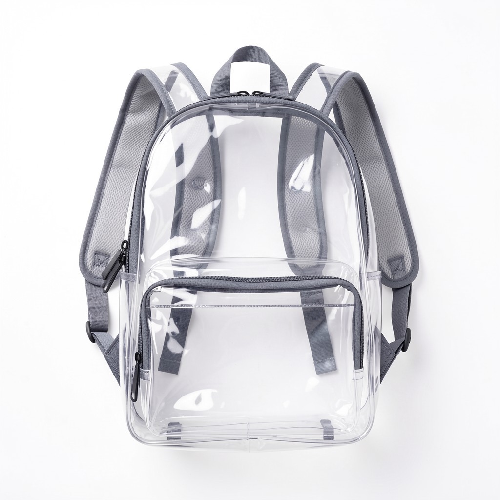 Clear Stadium Approved Backpack Transparent PVC School Concert Bag Heavy Duty