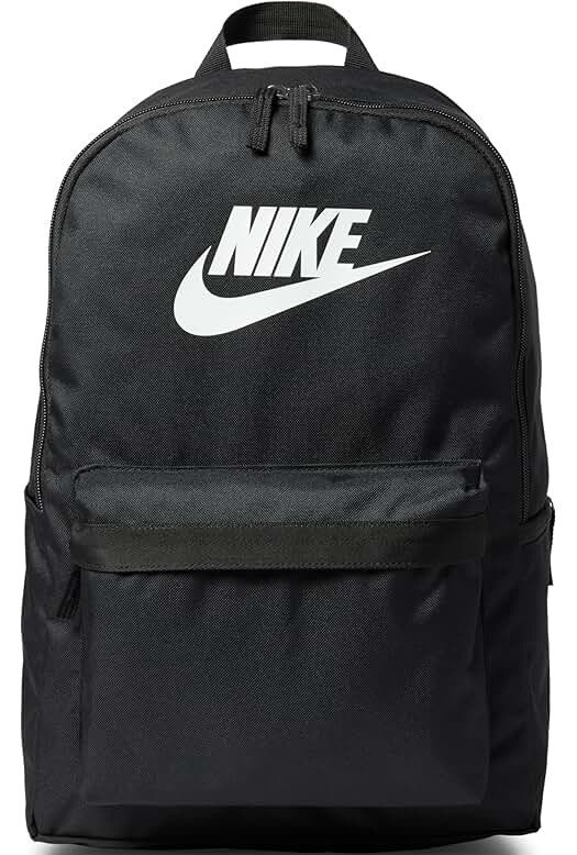 Nike Unisex Black Backpack White Logo Zip Closure Pockets Top Handle