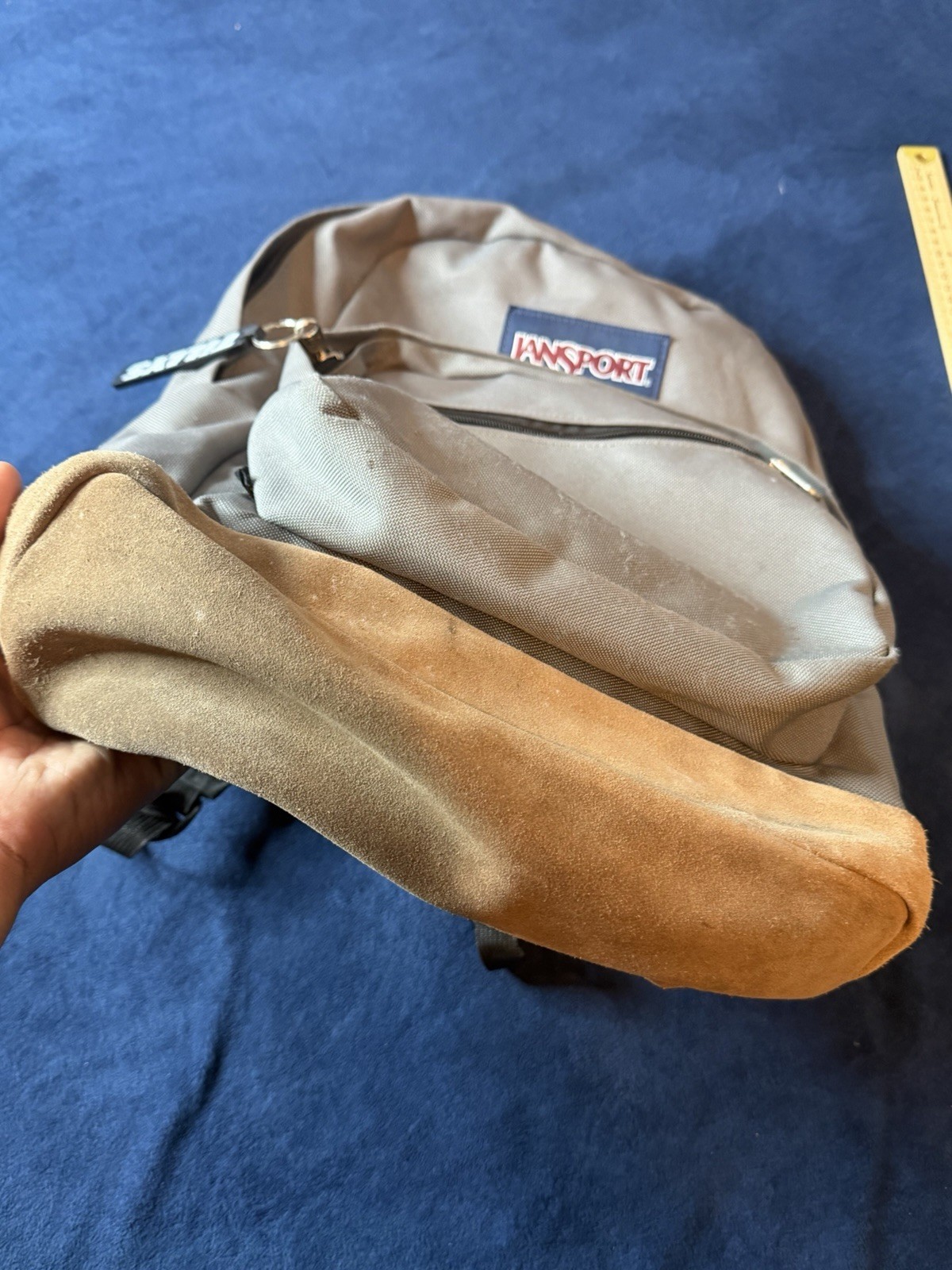 Jansport Right Pack Backpack Gray Suede Bottom (See Photos)