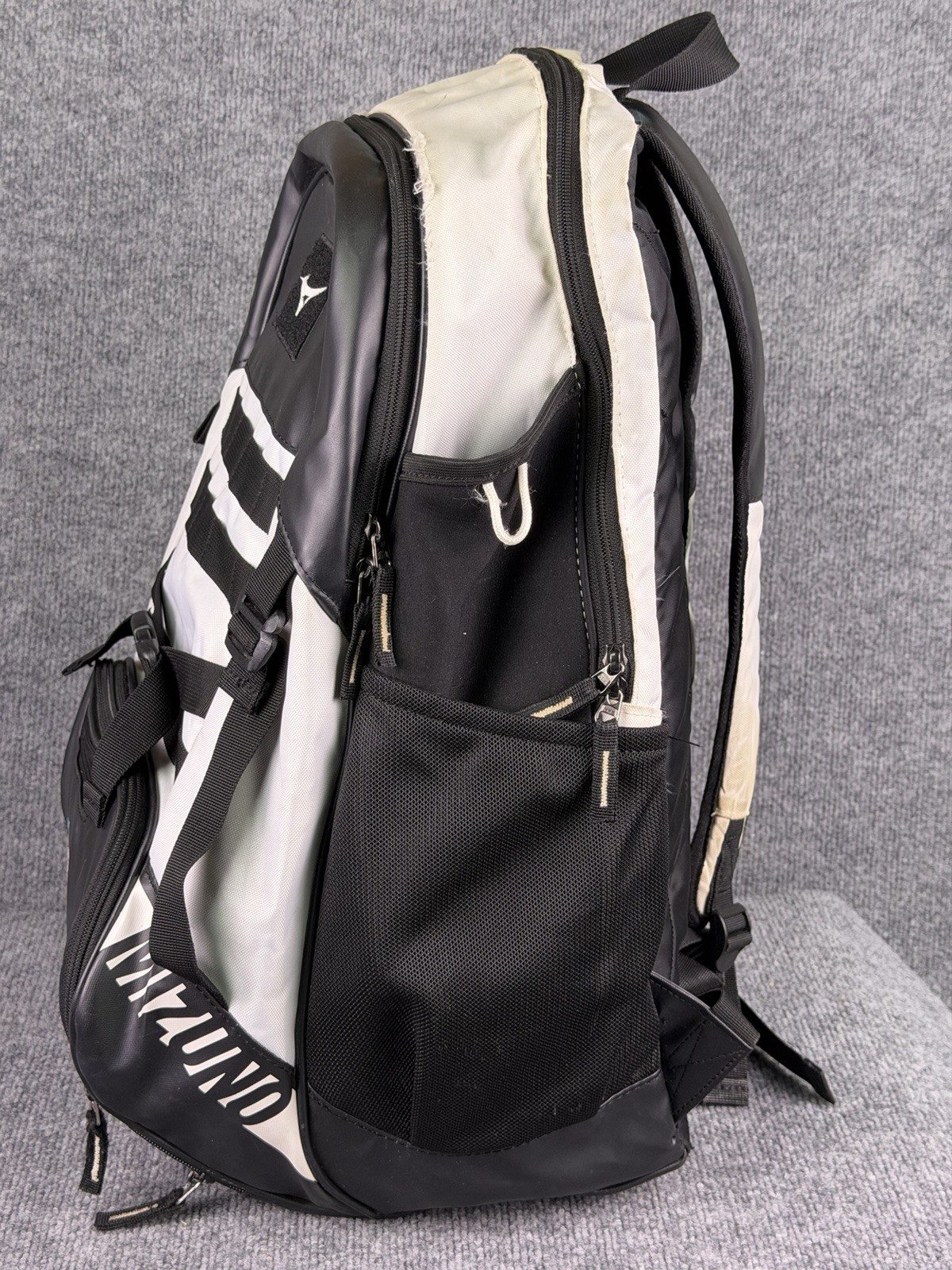 Mizuno MVP Backpack 360318 Baseball Softball Sports Bag, Black White W/logo