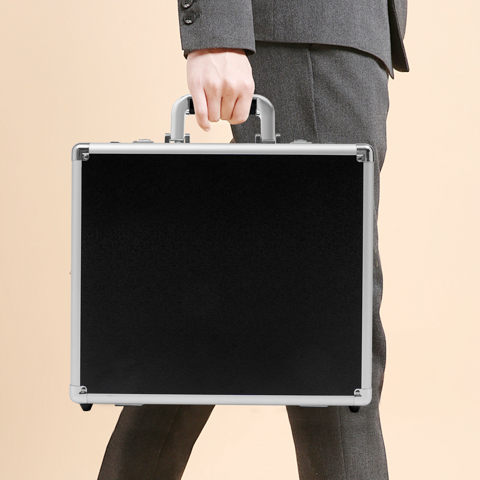 Aluminum Hard Case Big Capacity with Combination Lock Briefcase with Pocket New