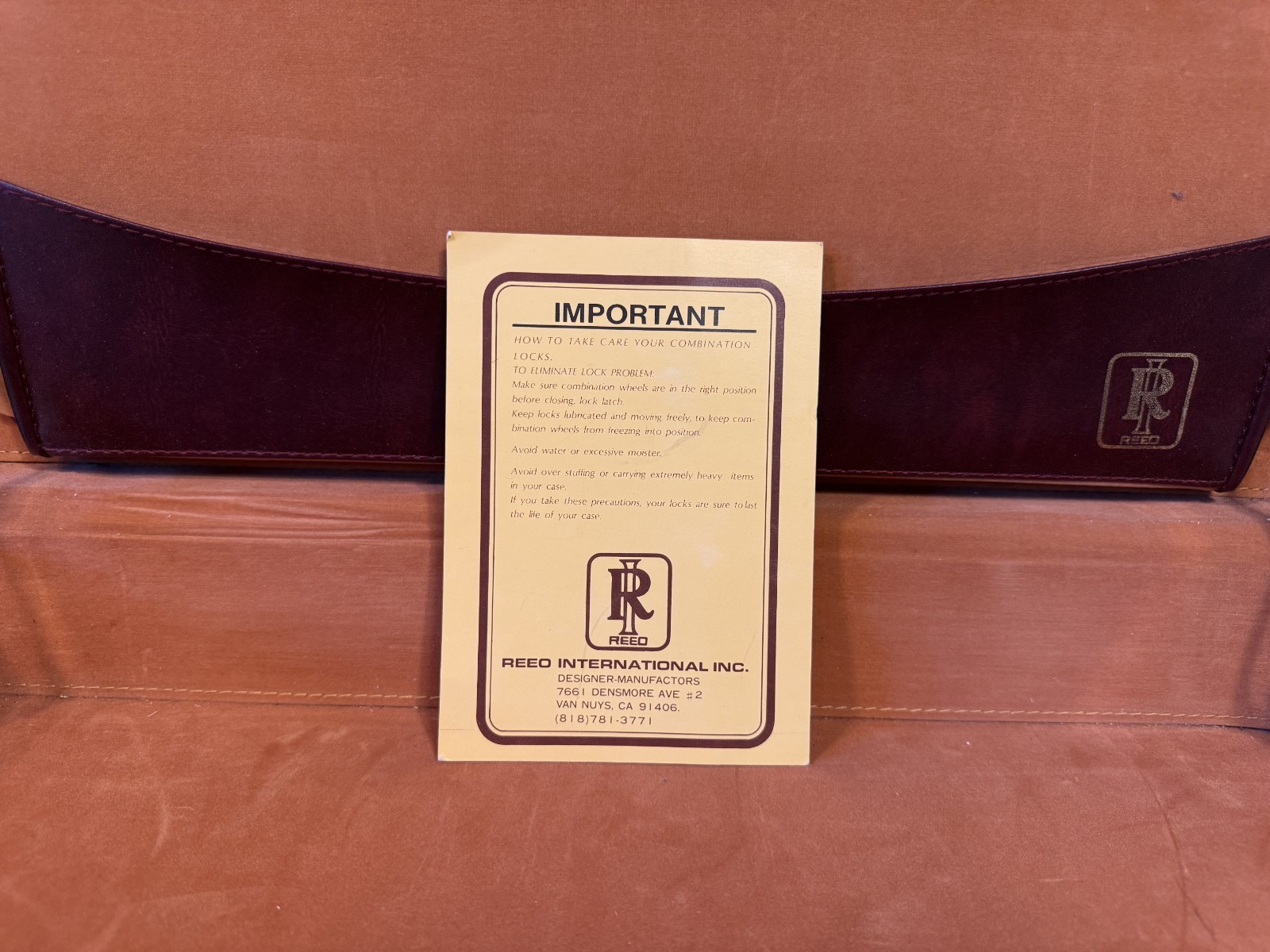 Vintage Reed Genuine Leather Attache Briefcase Locking Brown Executive Case 18”