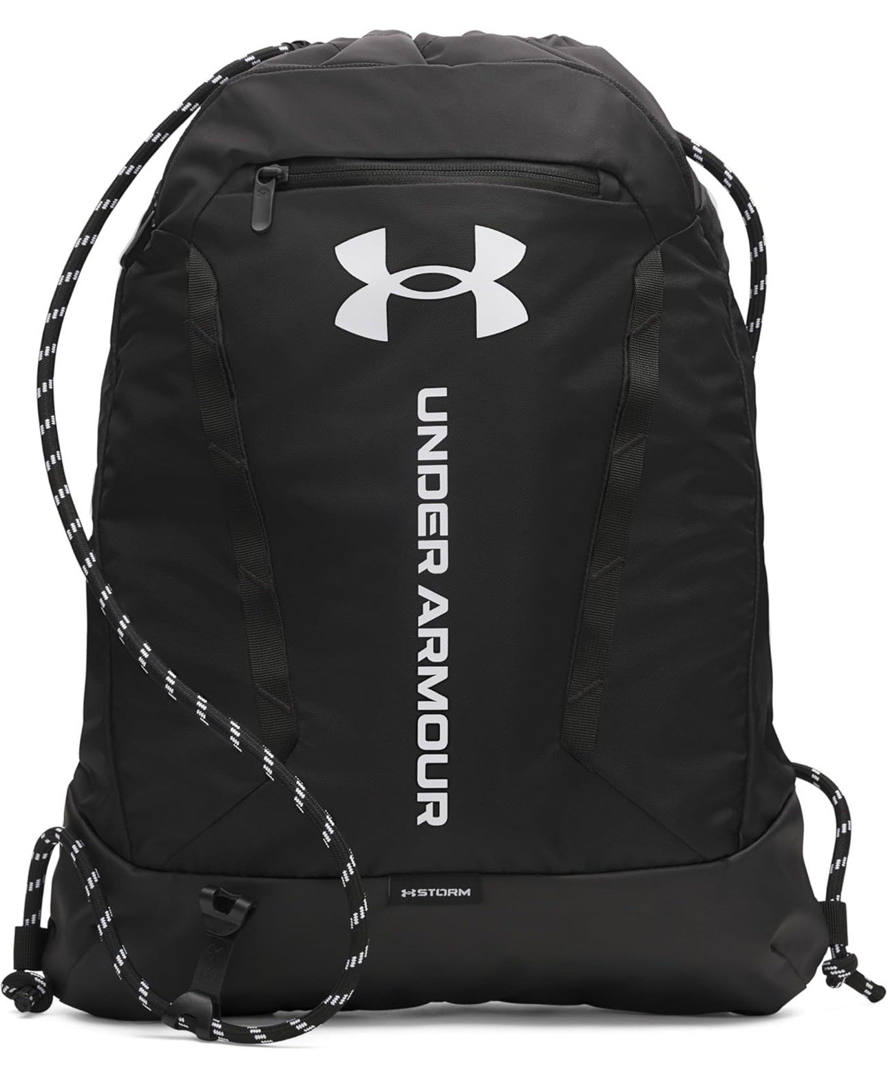 Under Armour Unisex Hustle Sackpack, (001) Black/Black/White, One Size Fits Most