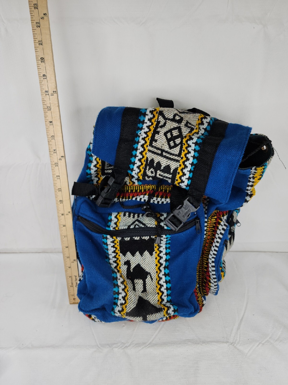 Backpack Boho Deseret Designs Bright Blue Colorful Draw String