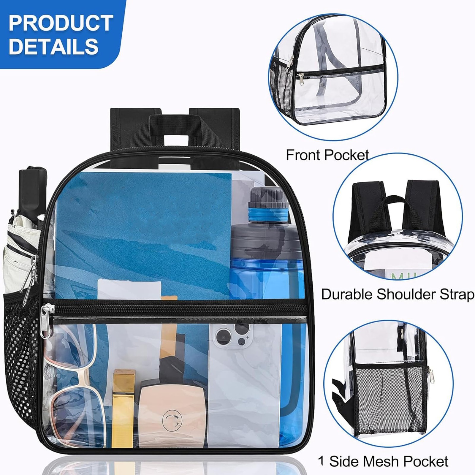 Clear Backpack for Stadium Events Clear Bag Small Stadium Backpack Waterproof…
