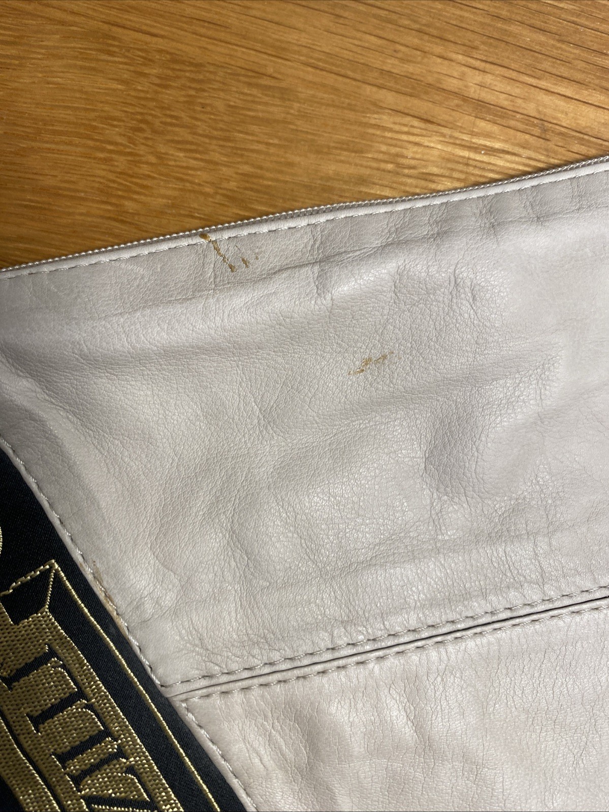 ZILLI LEATHER Zippered POUCH / BAG with gold Zilli logo, 12.5 inches long