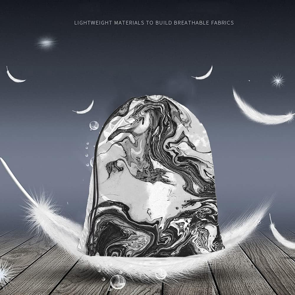 Abstract Marble Art Drawstring Bags Backpack Bag Black And White Ink Painting Li