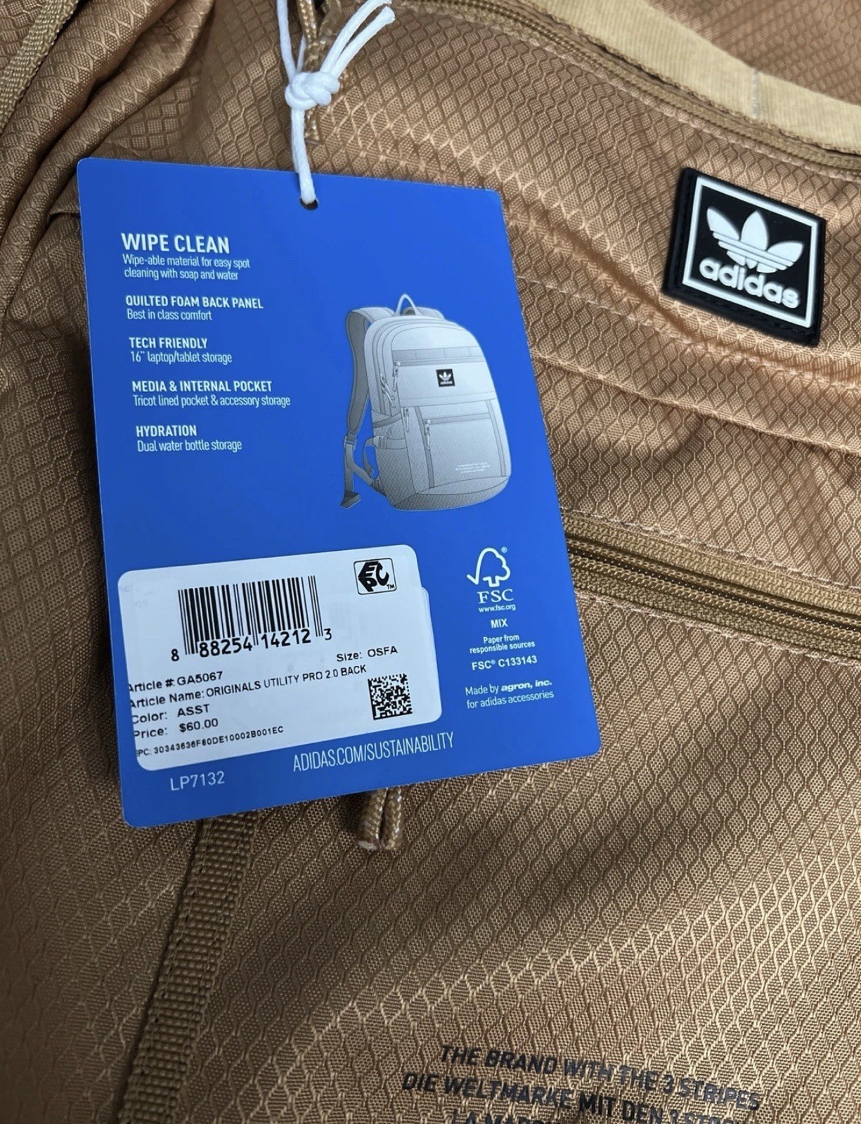 Adidas Originals Utility Pro 2.0 Backpack Mesa Brown Bag GA5067 NEW!!