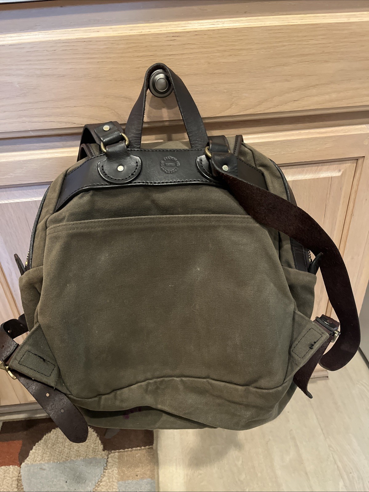 🔥 Filson USA Rucksack Backpack Bag Rugged Twill Otter Green Bridle Leather 262