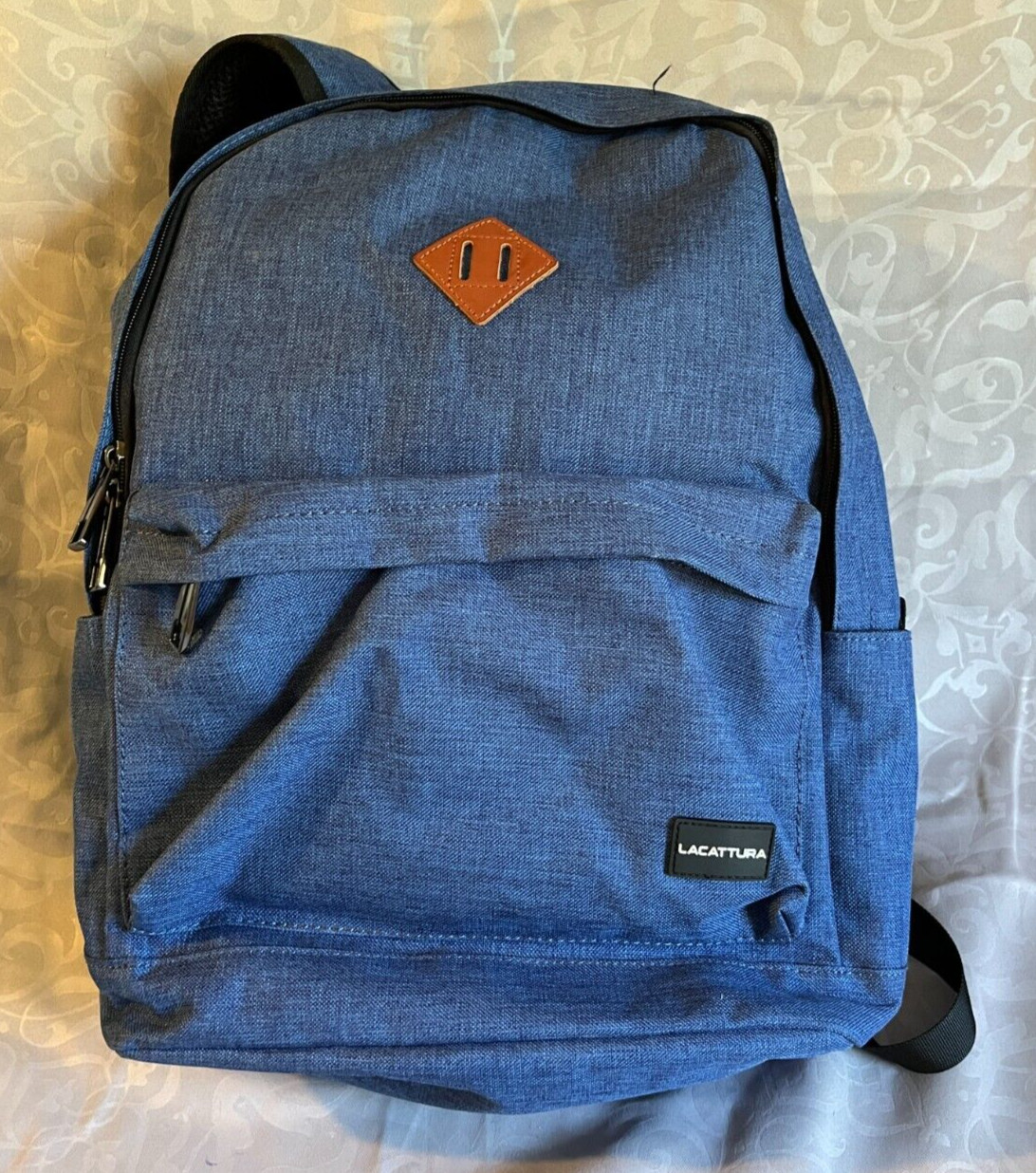 NWT ~ LACATTURA FASHION ~ BLUE COLLEGE BACKPACK/LAPTOP BAG W/USB PORT & CABLE