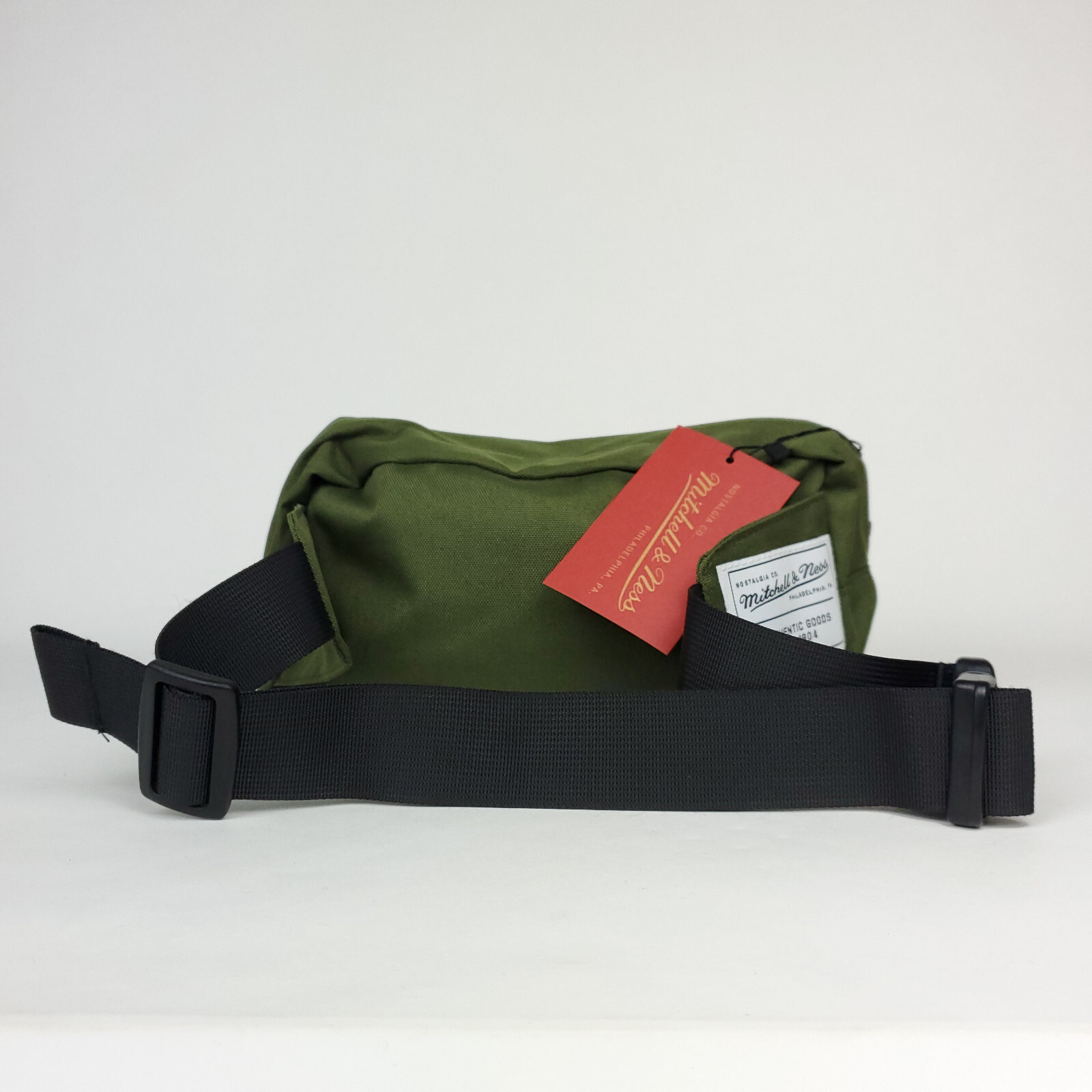 Mitchell & Ness Olive Waist Bum Bag Fanny Pack Nylon Brande Woven Label NWT