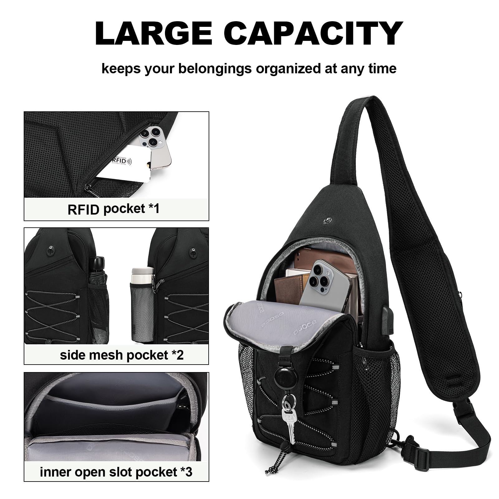 Anti Theft Sling Bag RFID Blocking Crossbody Chest Bag for Men Women Water Re…