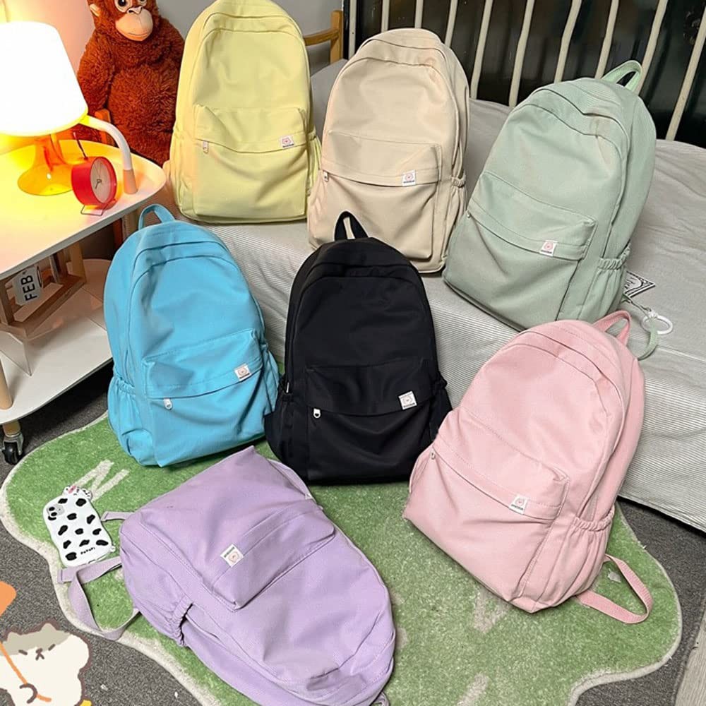 Solid Color Aesthetic Cute Backpack School Supplies Laptop Bag For Teens