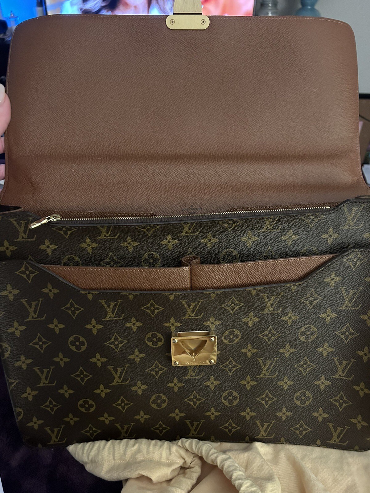 Louis Vuitton Robusto Briefcase Monogram Canvas Brown M53027 w/ Keys Authentic