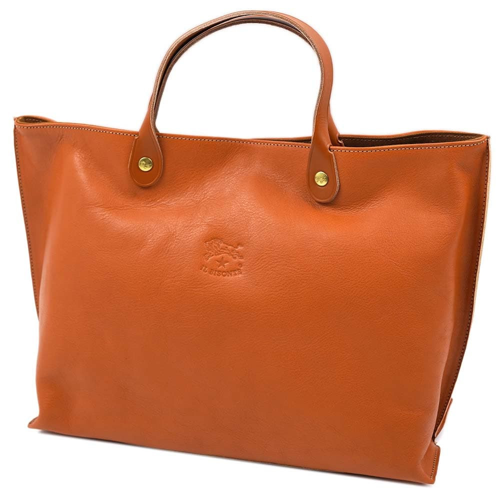 IL BISONTE Tote Bag Handbag CARAMEL Camel Leather BTH022 PV0001 CA124B unisex