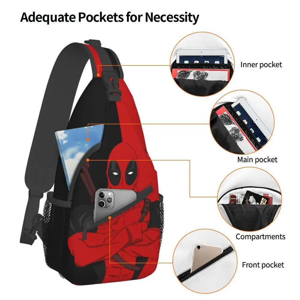 Casual Deadpool&MEN Sling Crossbody Backpack Men Shoulder Chest Bags Traveling