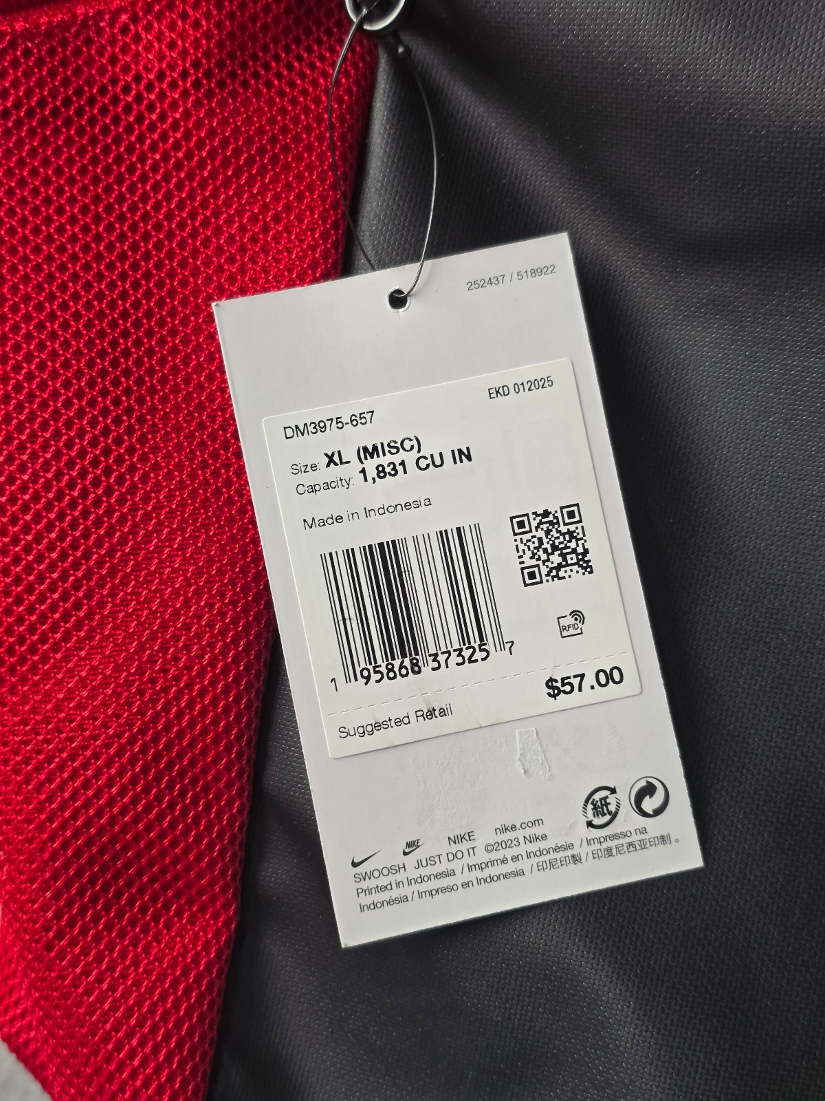 Nike Team Training Backpack Red Black White DM3975-657