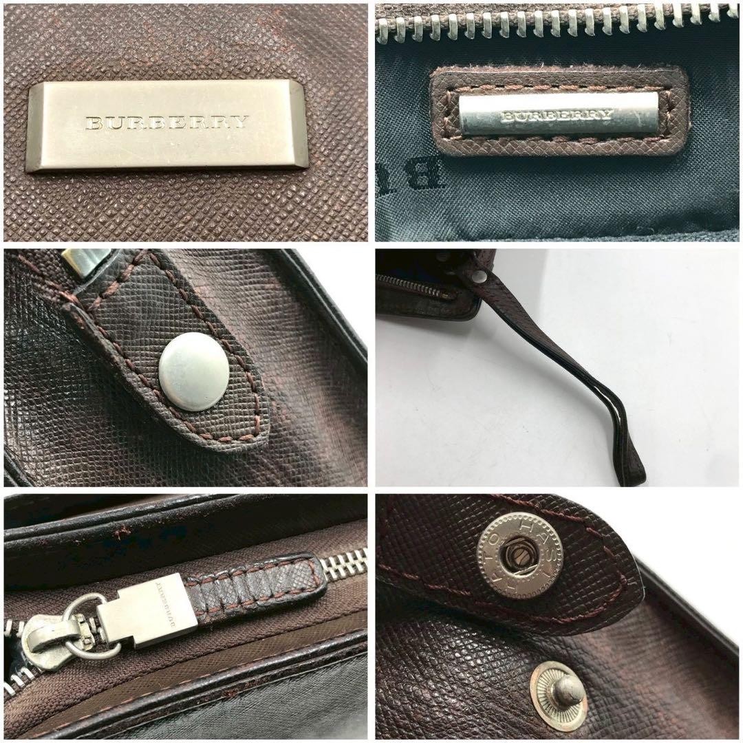 Authentic Burberry Leather Clutch Bag Brown 18cm x 25cm Elegant Design