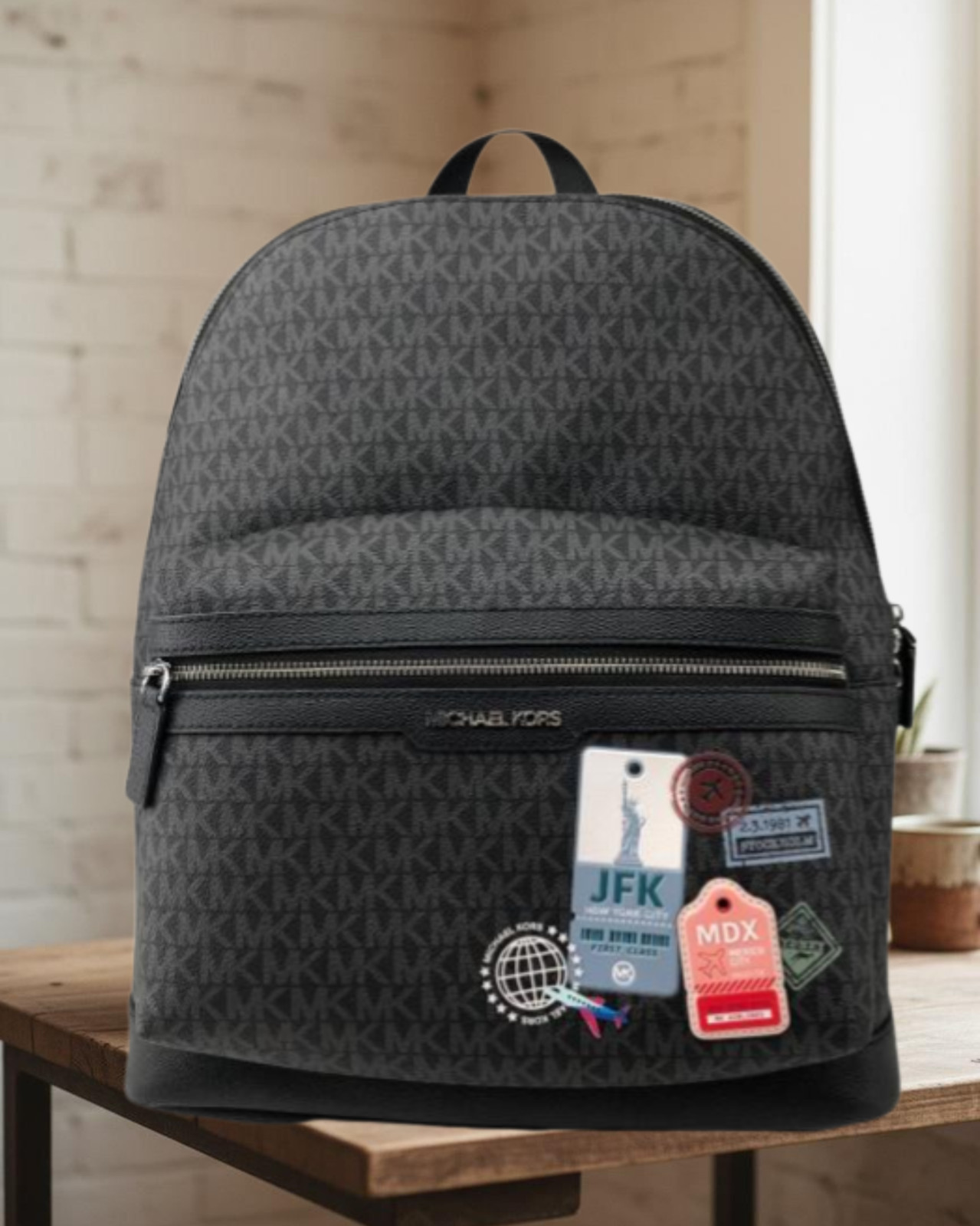 Michael Kors Cooper Men Medium MK Signature Travel School Fashion Backpack Bag