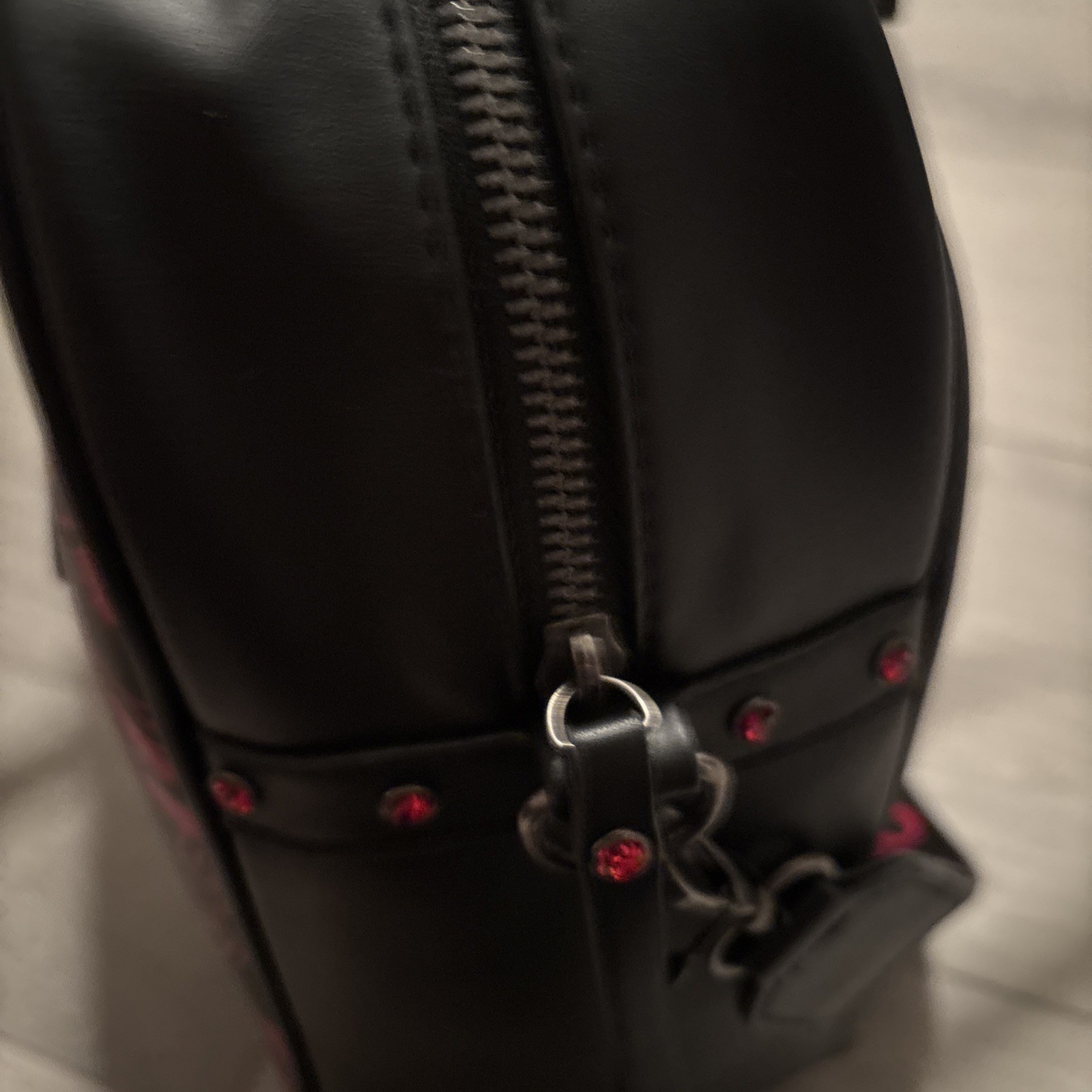 Ed Hardy Large Leather Tote Shoulder Bag Skull Roses Studded Rhinestone