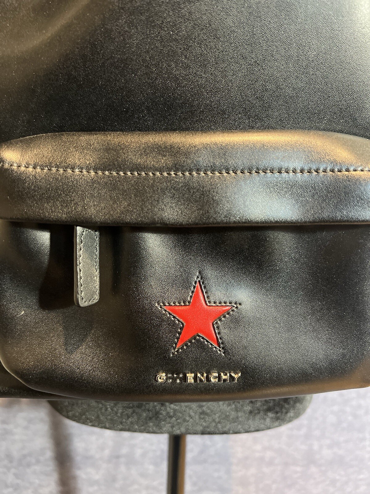 100% AUTHENTIC Givenchy Leather Backpack w/Studded Trim Red Star