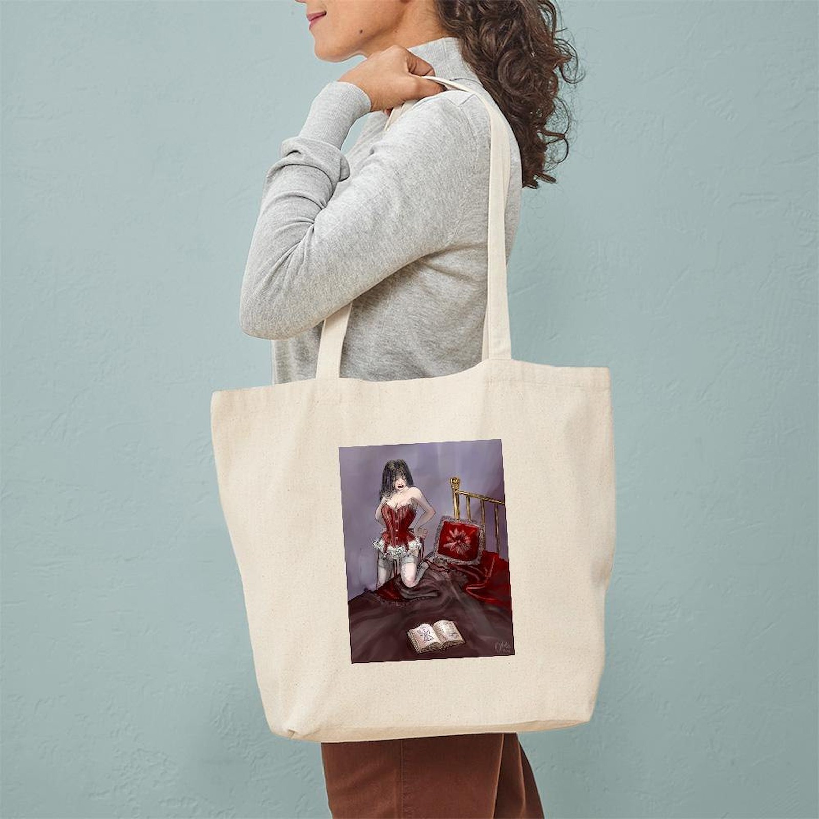 CafePress Corset Study Natural Canvas Tote Bag, Cloth Shopping Bag (758510702)