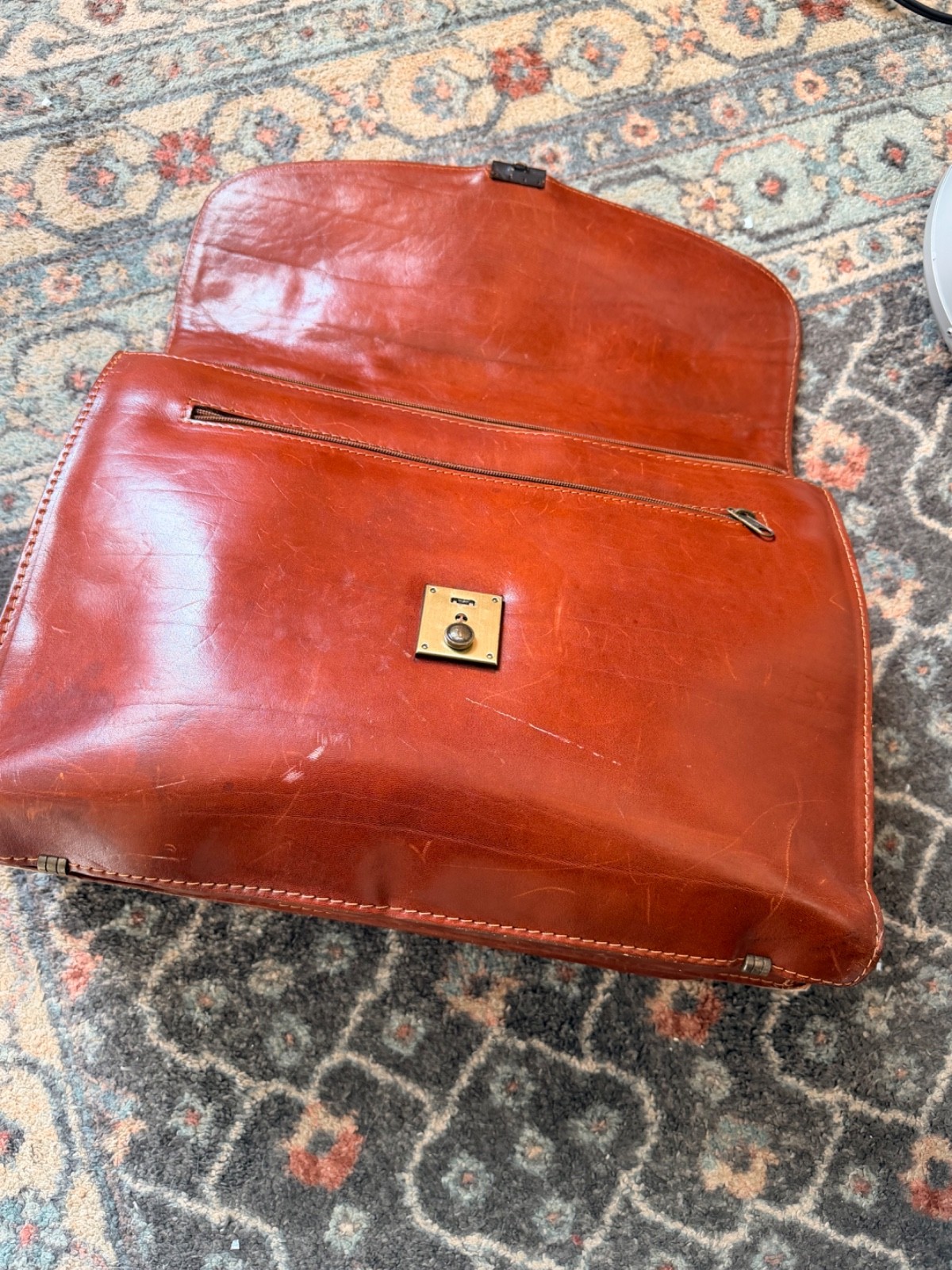 Vintage Italian Leather Briefcase Burgundy Brown