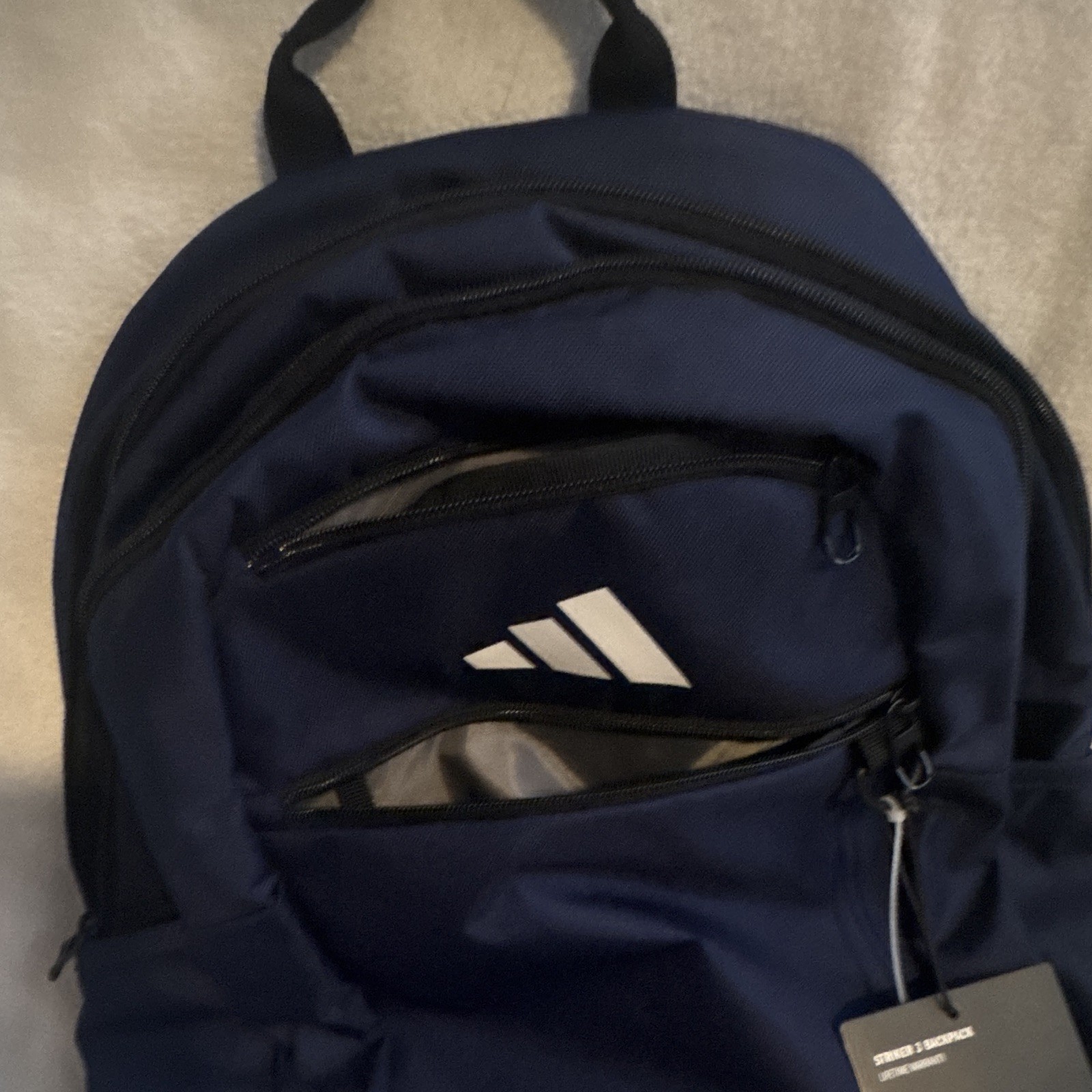 adidas Striker 3 Backpack Team Navy Blue OSFA Padded Zip Bottle Pocket
