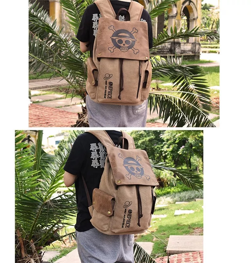 One Piece Attack on Titan Backpack Canvas Shoulders Bag Schoolbag Laptop Bag