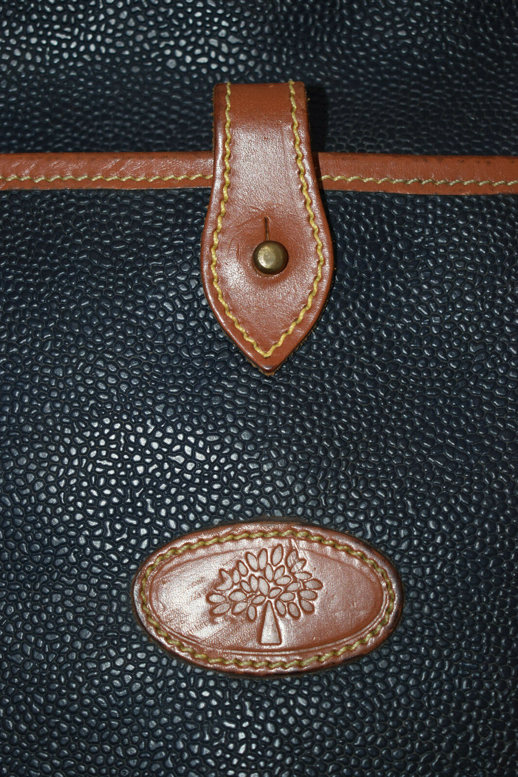 Mulberry Blue Scotchgrain Leather Satchel Briefcase Holdall Weekend Bag Unisex