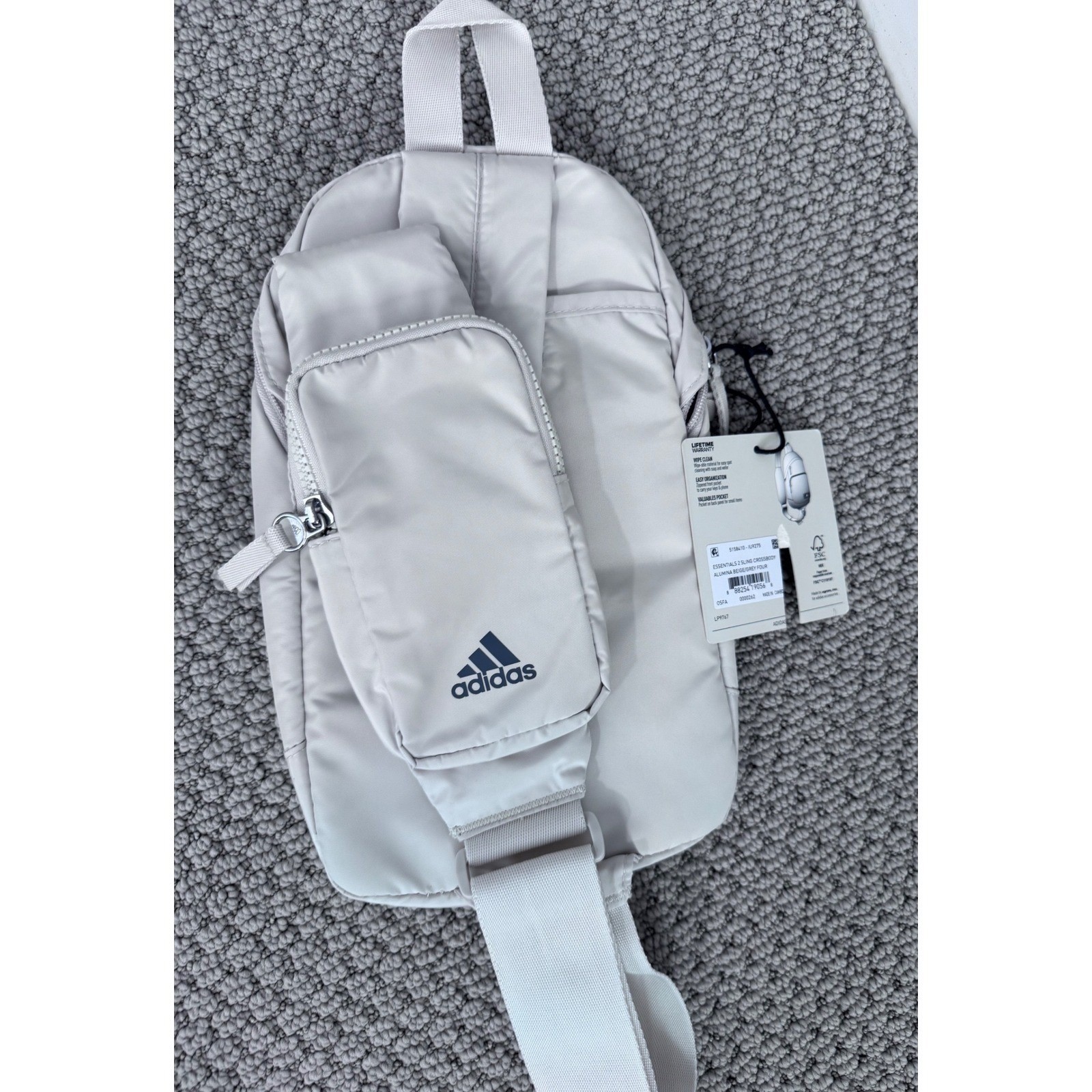Adidas Essentials 2 Sling Crossbody Bag Alumina Beige Grey 5156410 NWT