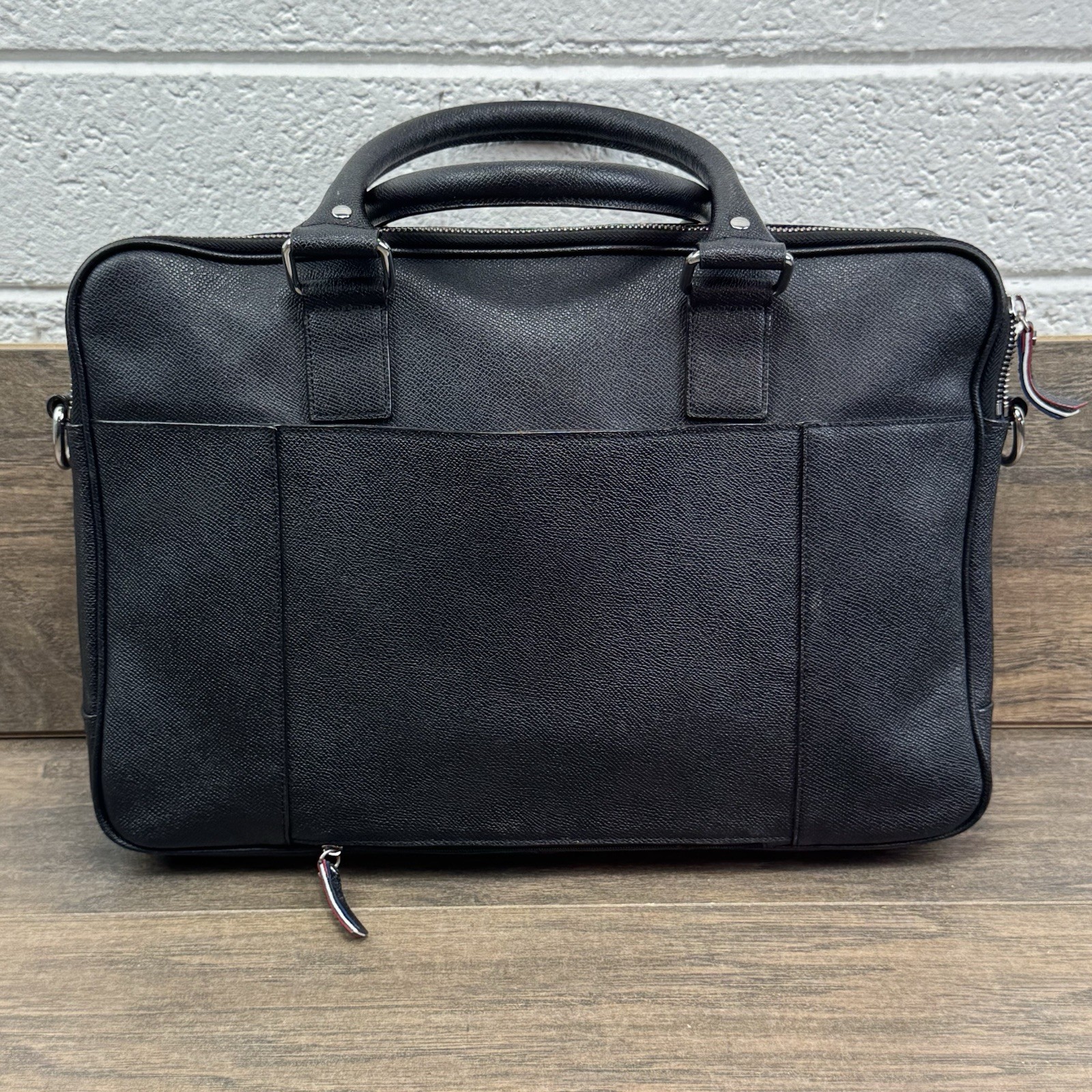 American Airlines x Cole Haan Brief Bag Black Pebbled Leather Laptop Case-READ