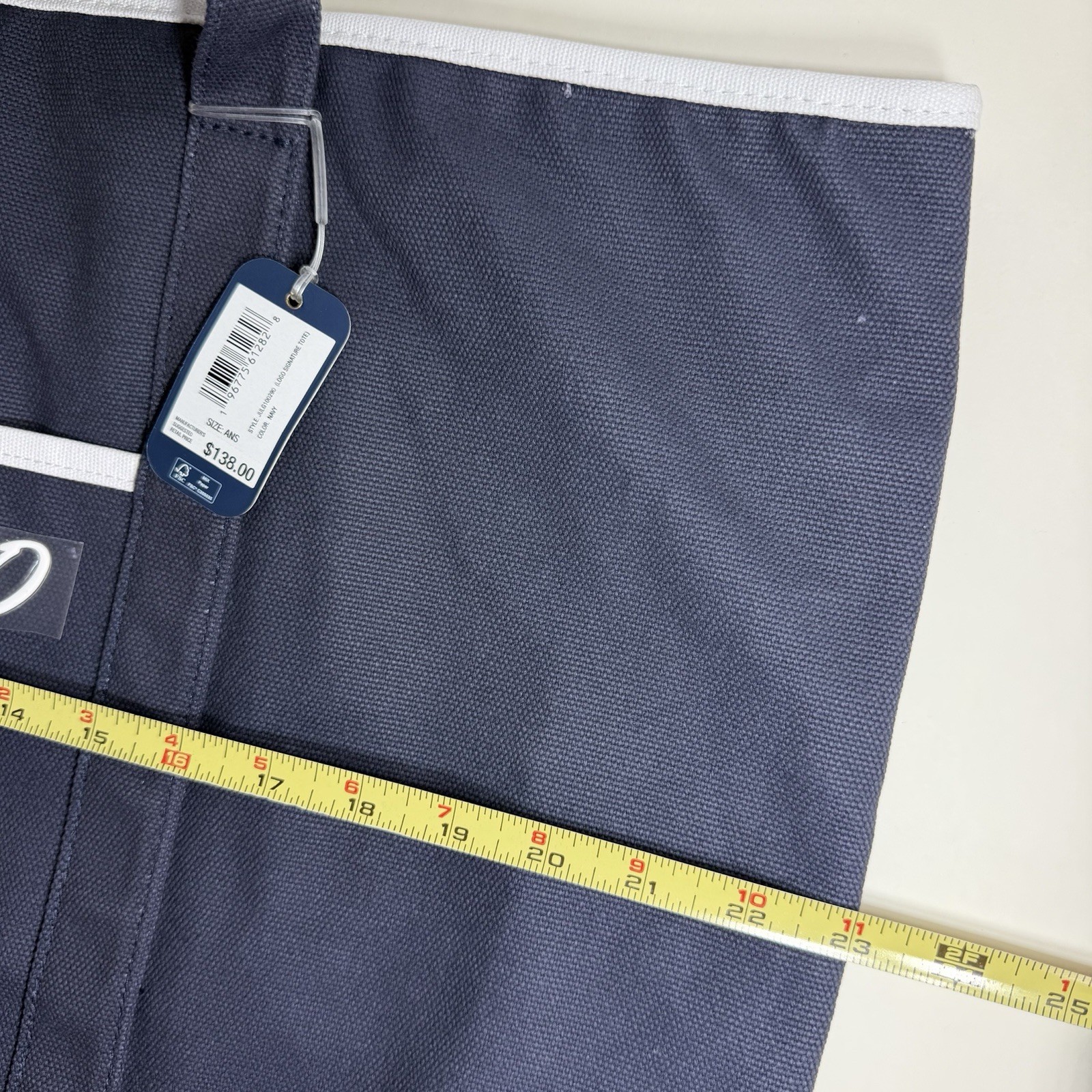 Johnnie-O Signature Logo Navy Blue Zip Tote Bag Large New