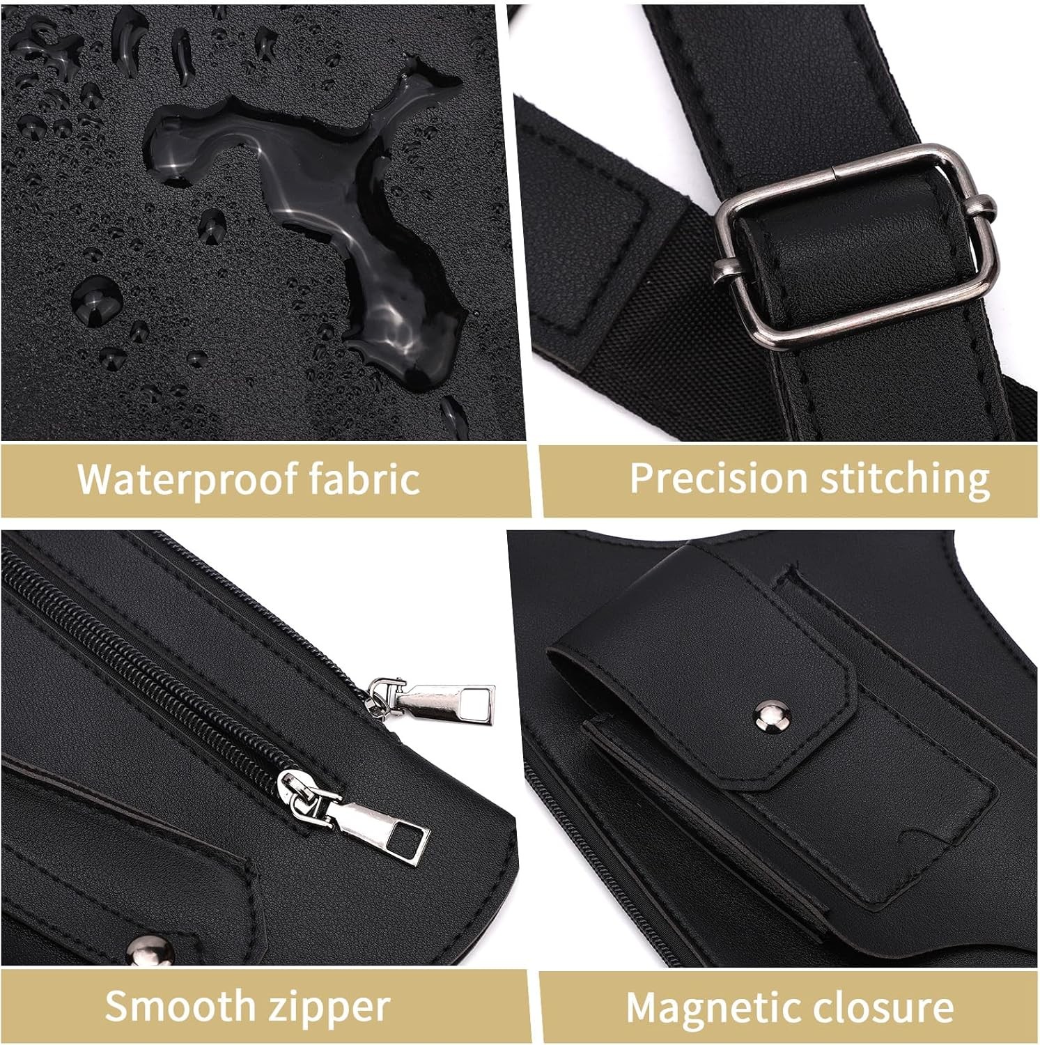 Adjustable PU Leather Wallet Holster Bag Waterproof Underarm Shoulder Bag