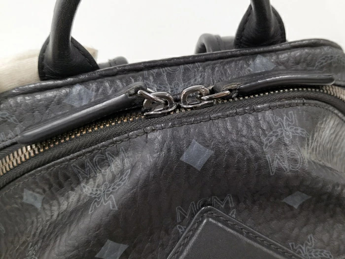 MCM Backpack Visetos With Studs and Black Leather W 26cm × H 33cm × D 13cm