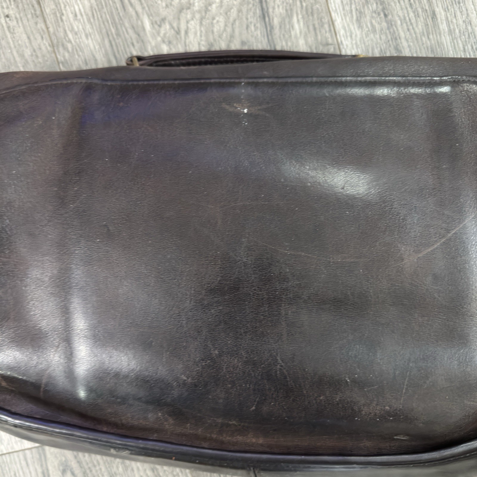 Vtg COACH Leather Carrier MUSETTE Bag Brown Solid Brass Hardware NYC Made In USA