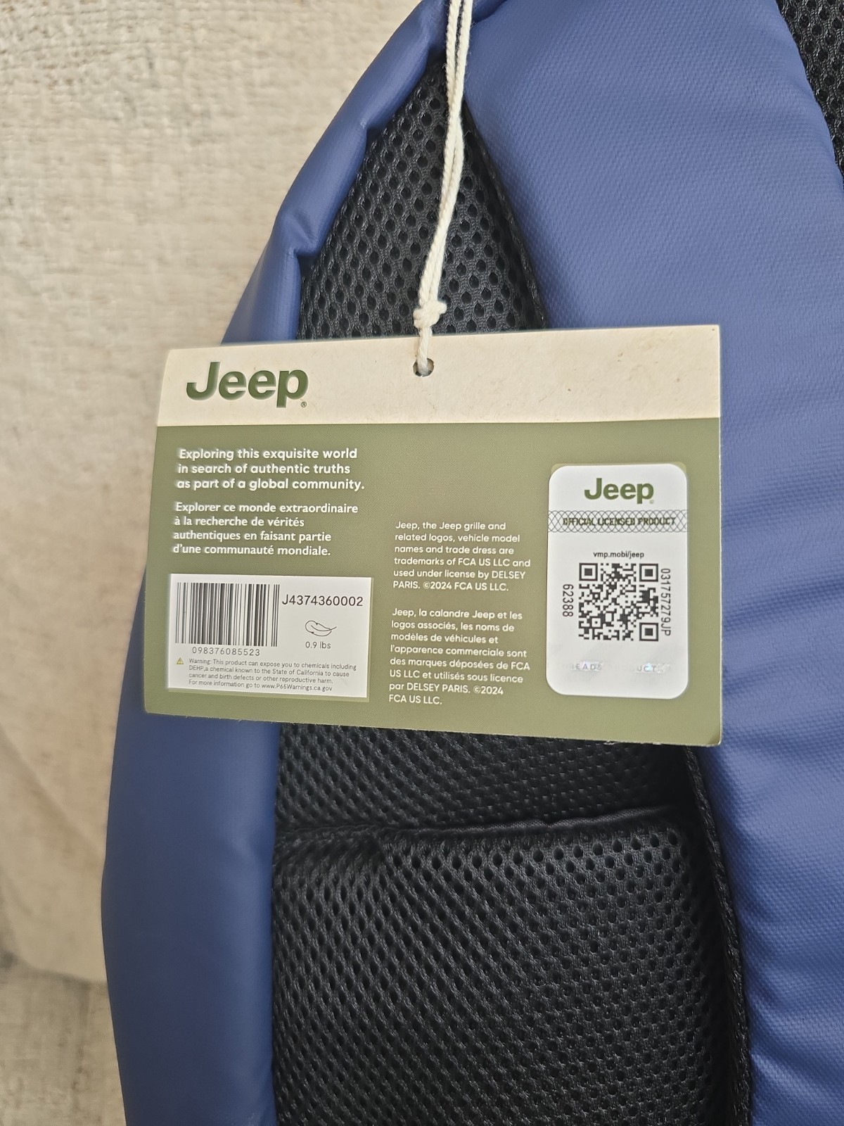 Jeep Blue/Black Backpack with Adjustable Strap Lightweight Outdoor | Unisex