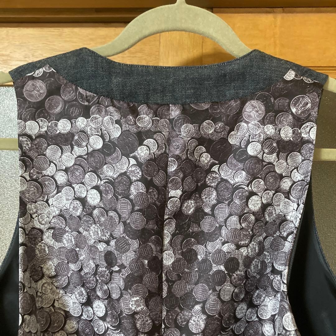 Paul Smith Denim Vest Coin Pattern Back Belt