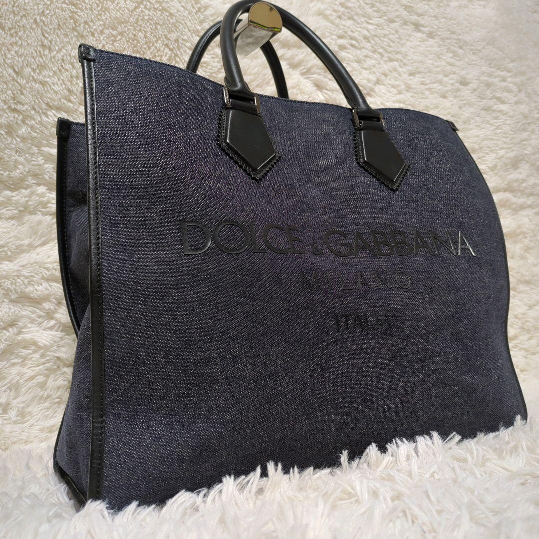 Dolce&Gabbana Men Denim Tote Bag Leather Handle Large Capacity 33x12x41cm Luxury