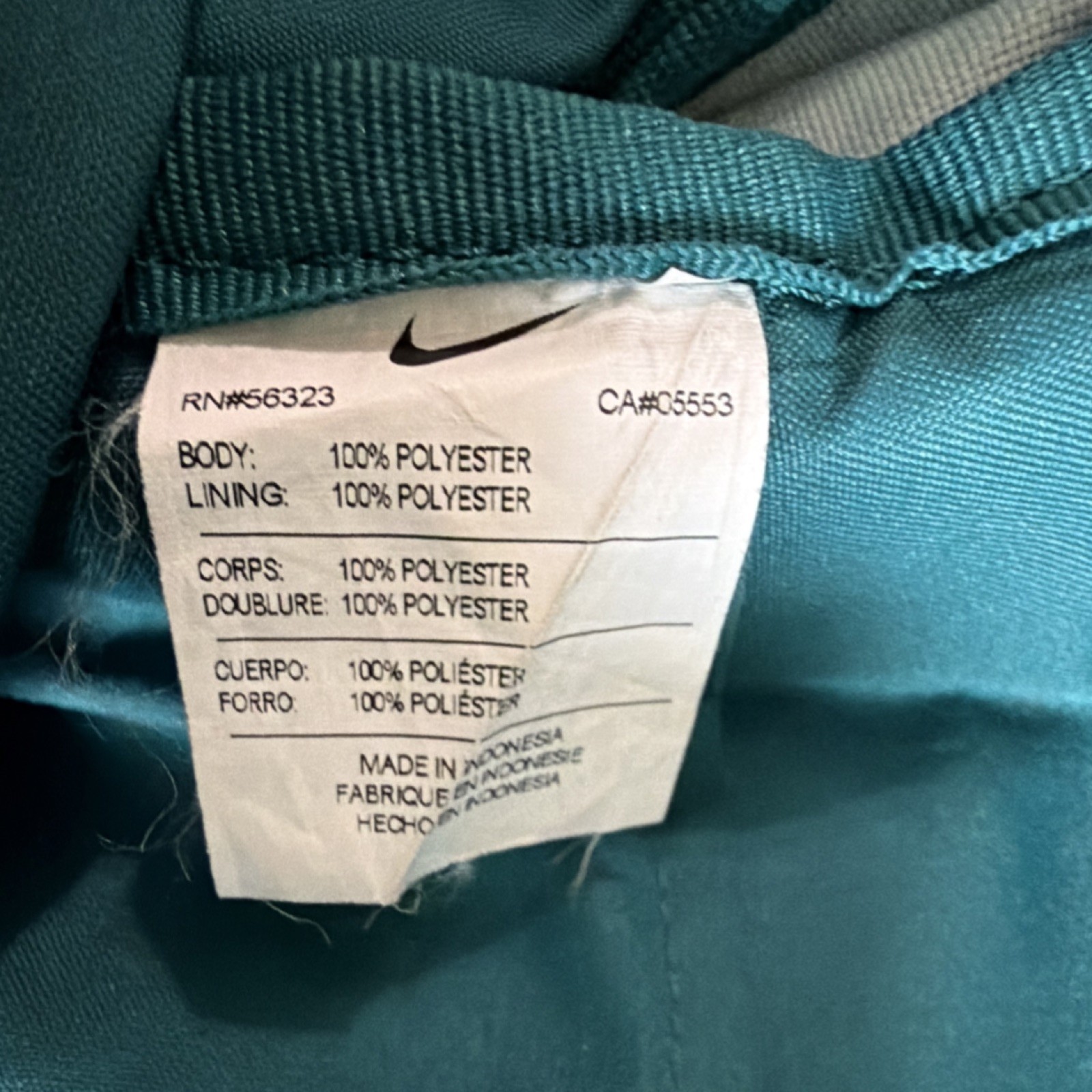 Nike Teal Geometric Print Backpack Adjustable Strap Outer Pockets