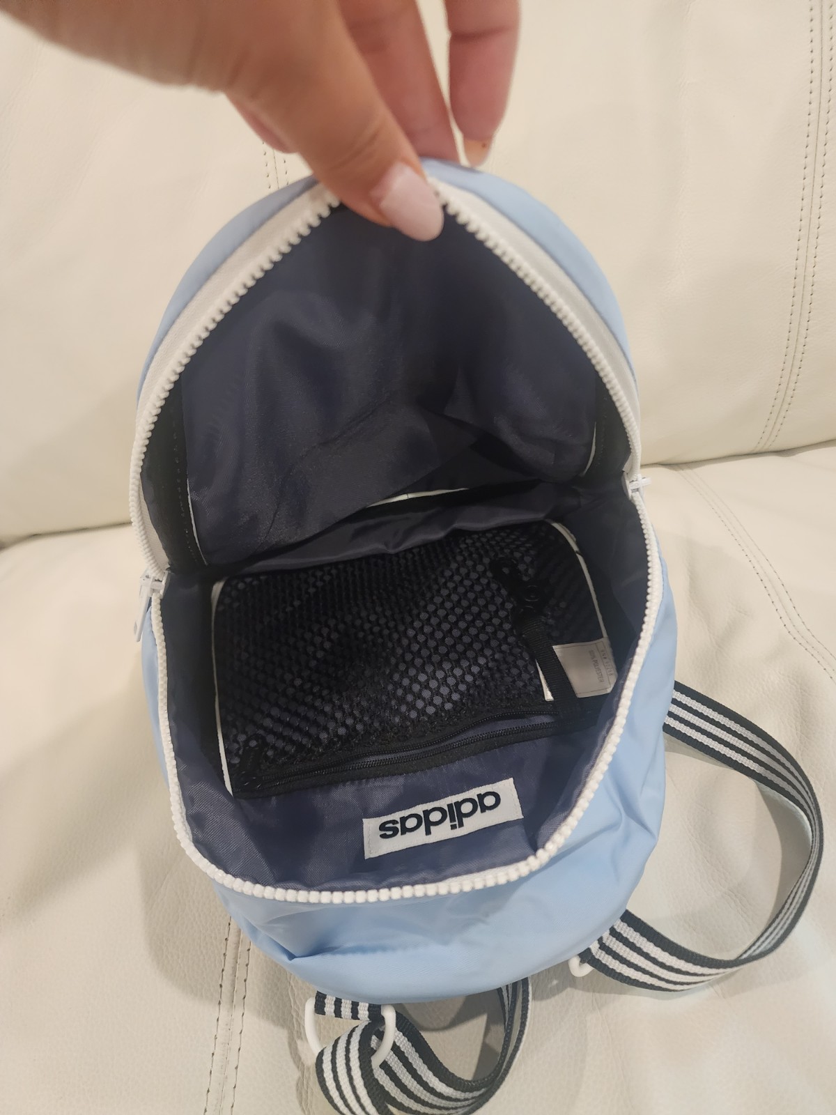 Adidas Sky Blue Backpack with Black Straps 10/8 Inches Excellent Condition