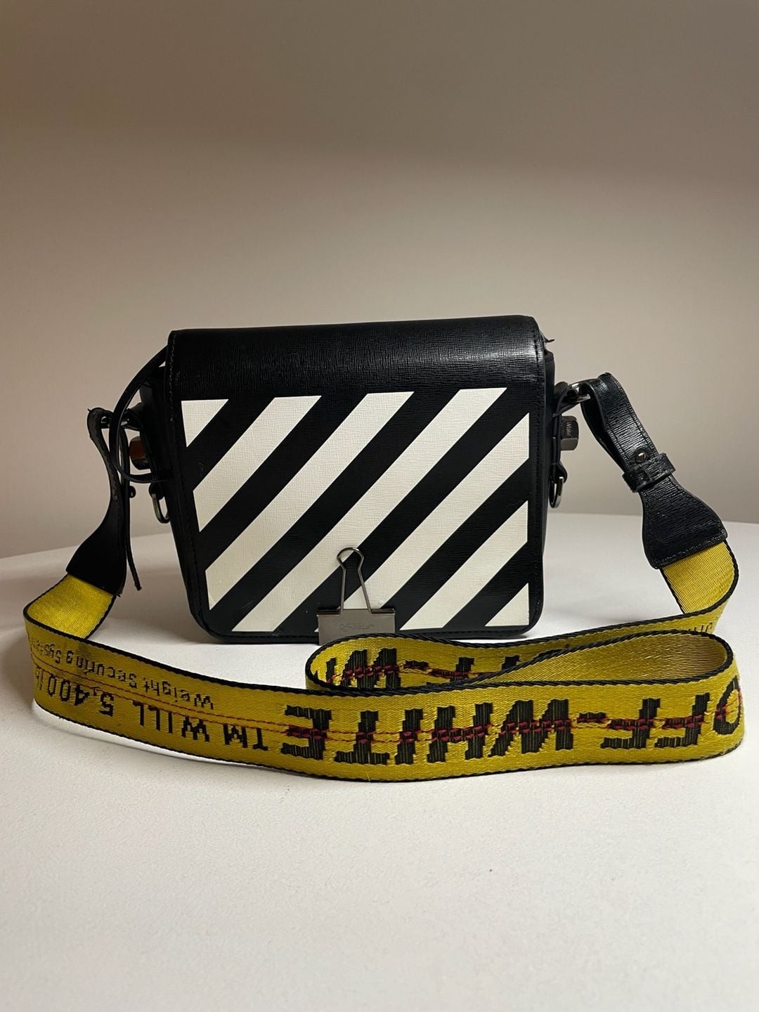 Off-White Binder Clip Crossbody Bag Black and White