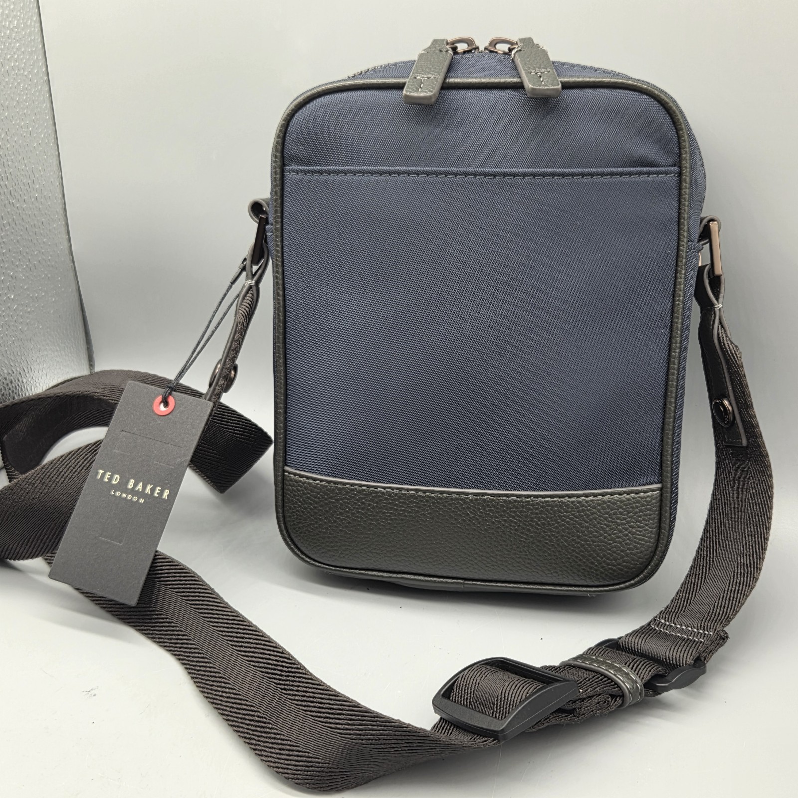 Ted Baker London Fairford Sling Crossbody Bag Navy Nylon/Black Coffee NEW