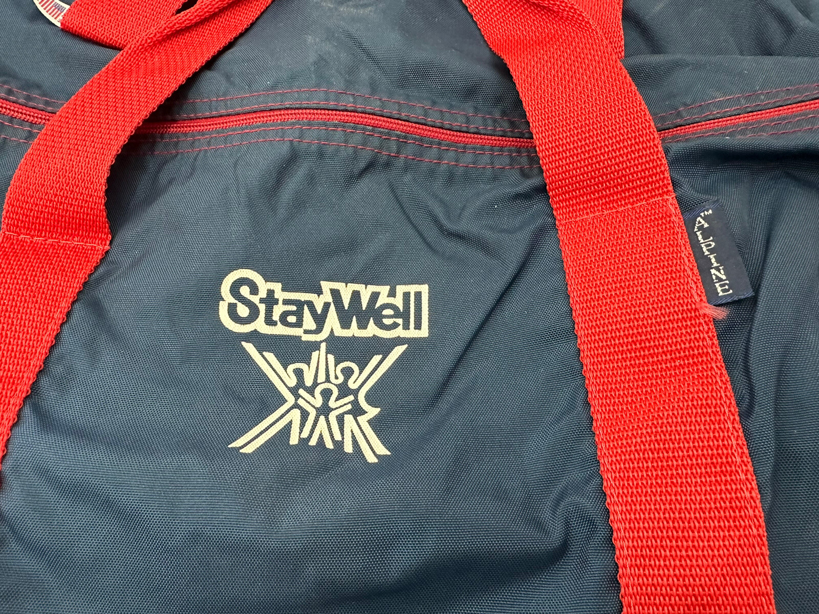 Vintage Alpine USA American Gear Blue/Red Duffle Bag- Stay Well Logo -Nylon