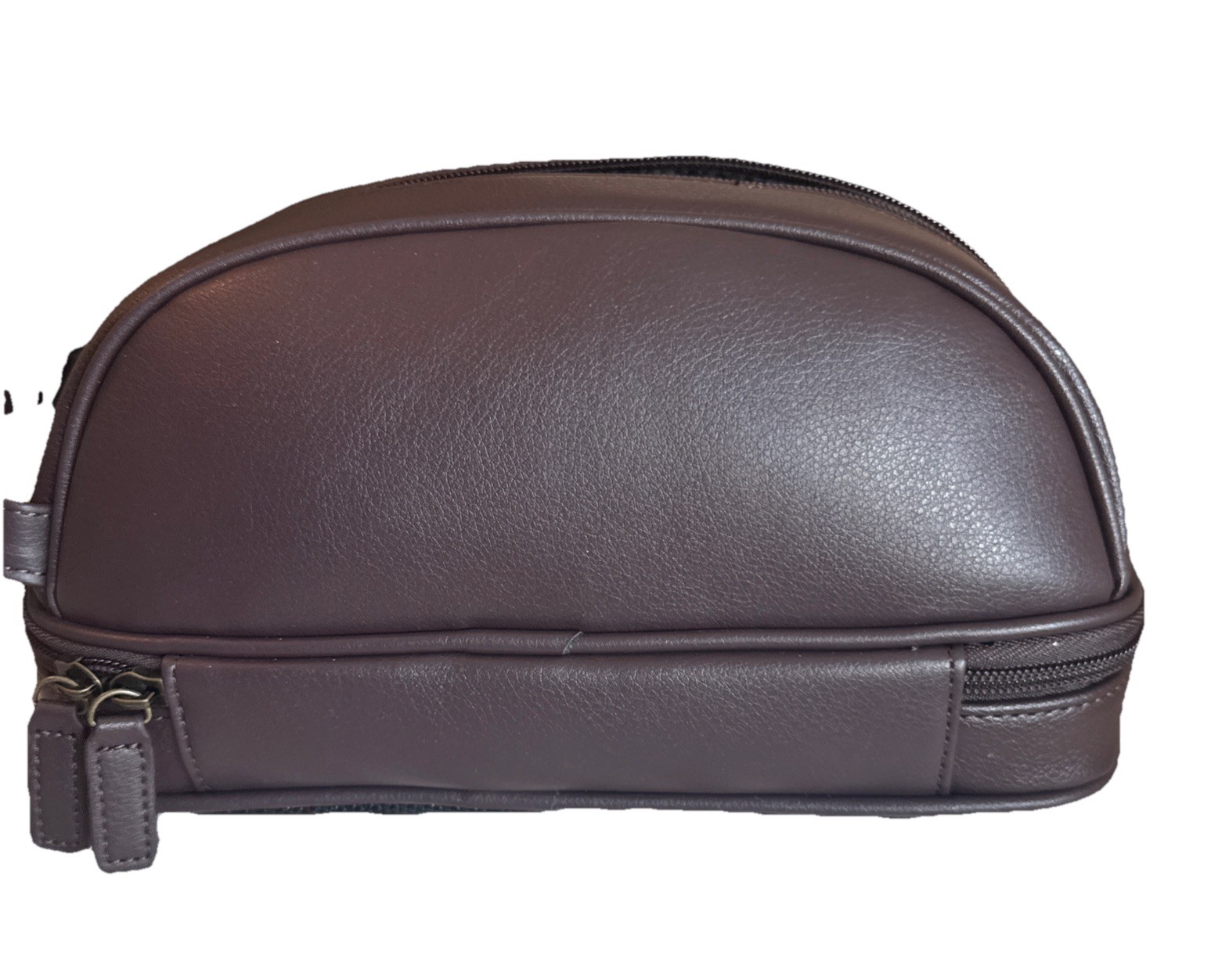 Perry Ellis Brown Leather Zip Men’s Toiletry Bag (available also in Black color)
