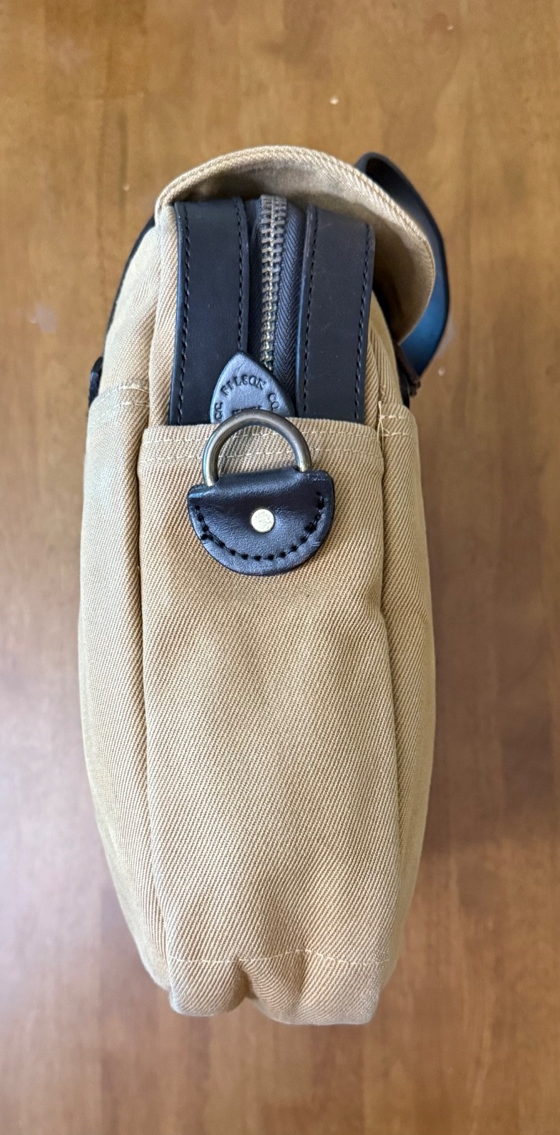 Filson Original 256 Briefcase Tan Twill Leather Made USA Laptop Bag No Strap