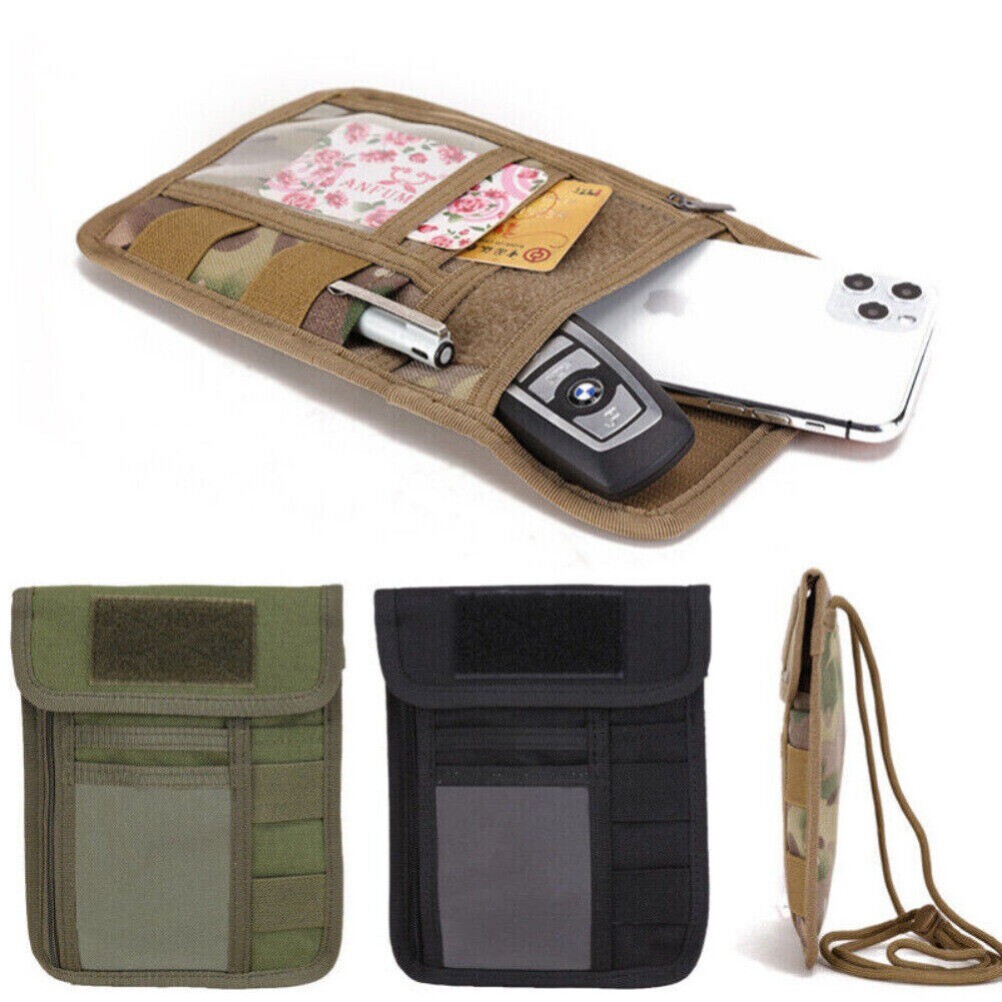 Tactical Anti-Theft Passport Hidden Wallet Neck Lanyard Credit Card Storage Bag
